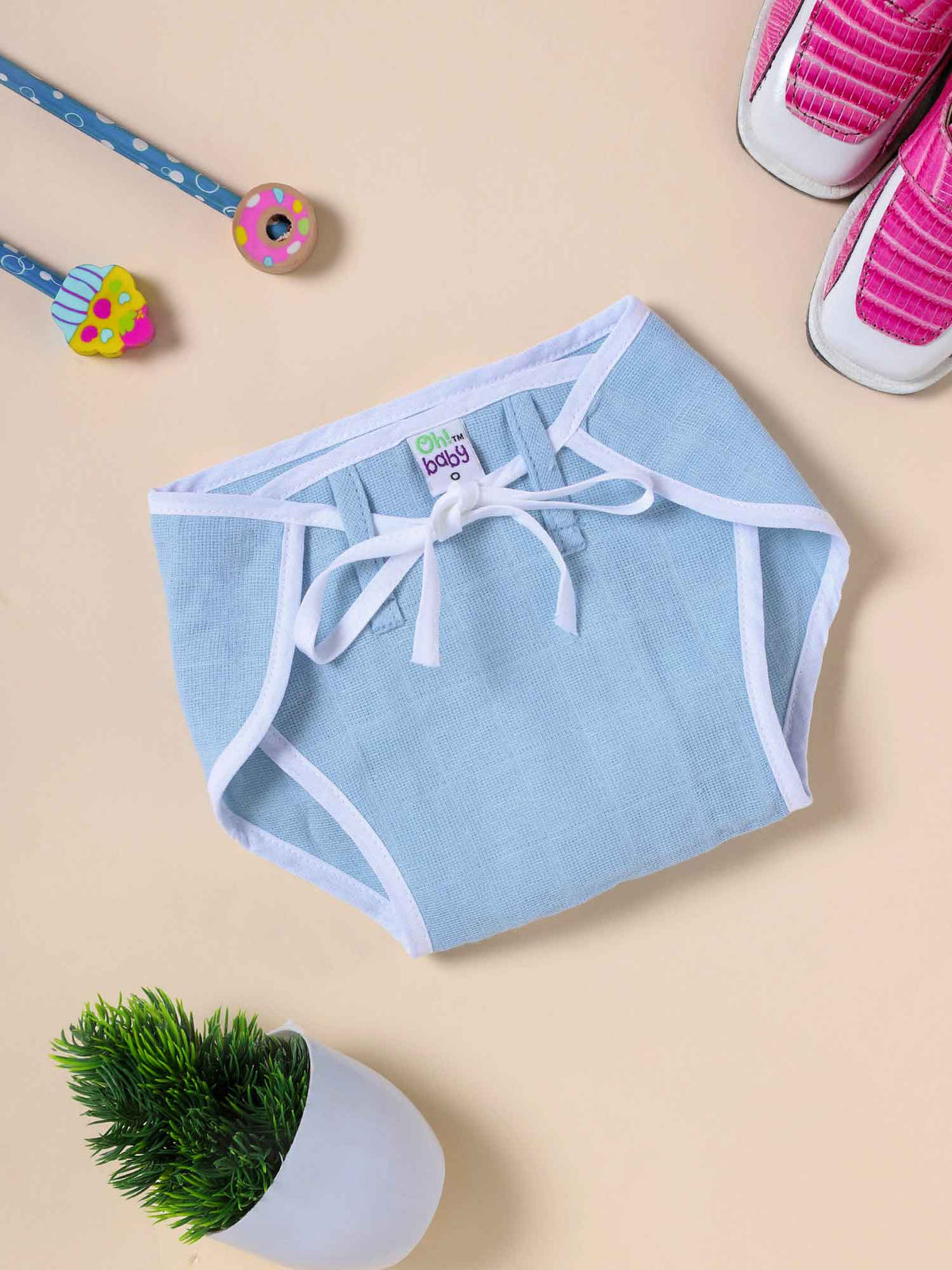 Oh Baby Plain Round Nappies Blue - Rdpl