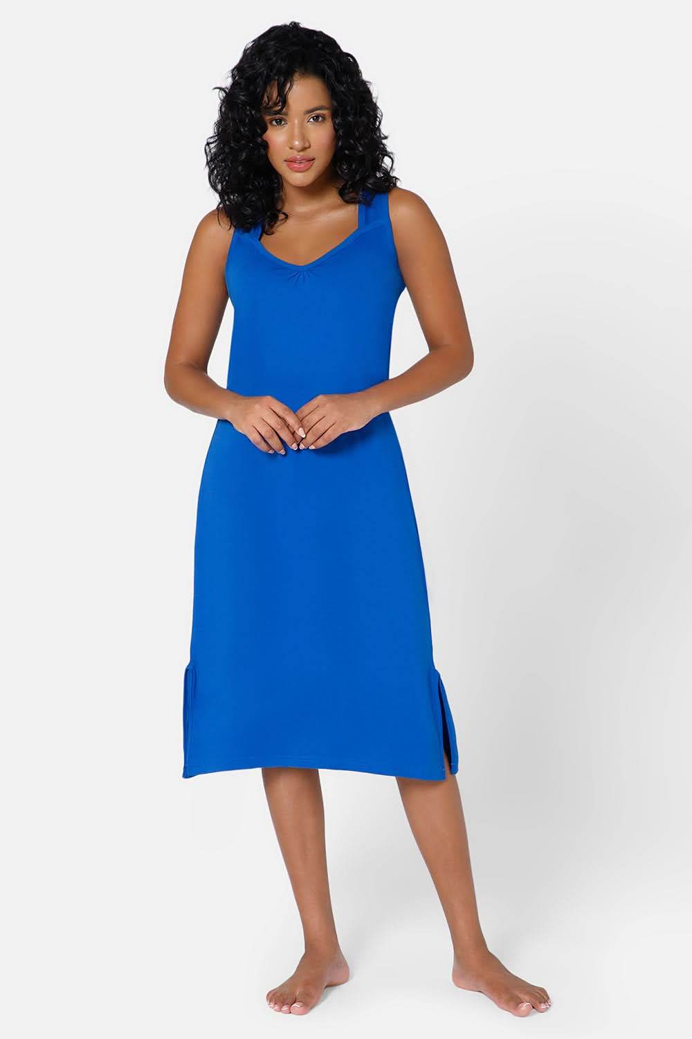 Intimacy Full Coverage Knee-Length Cotton Night Slip | Lightweight & Summer-Friendly Nightwear - Naidu Hall Family Store