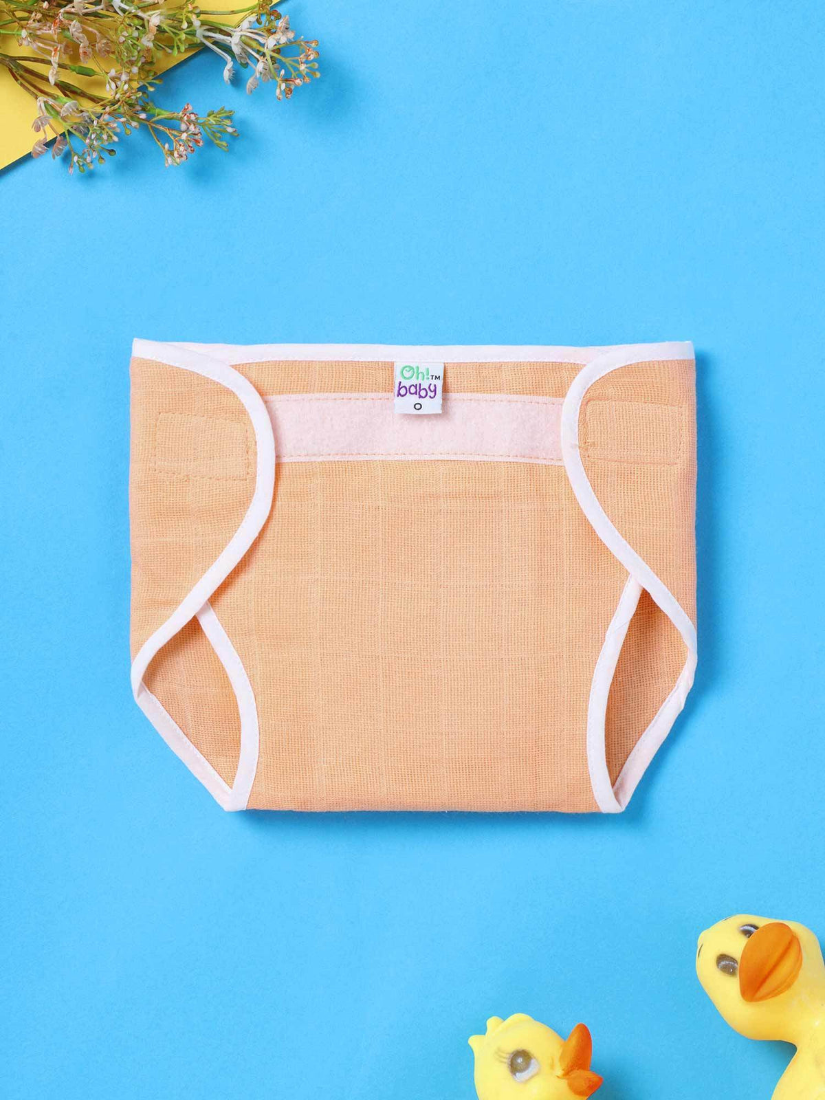 Oh Baby Plain Velcro Nappies Orange - Ltpl - Naidu Hall Family Store