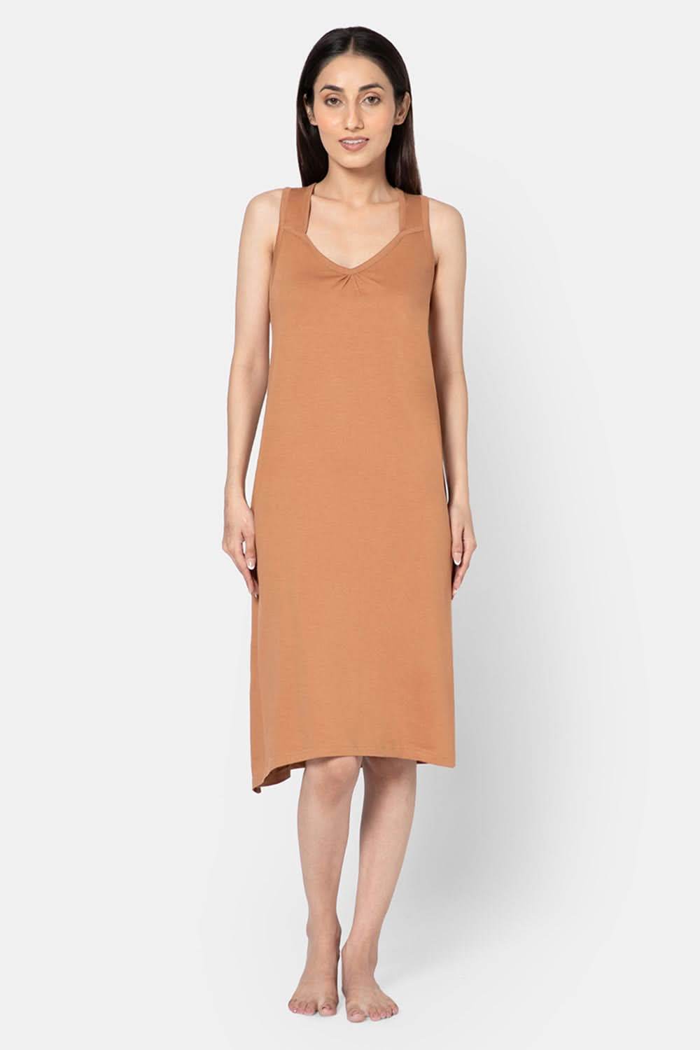 Intimacy Full Coverage Knee-Length Cotton Night Slip | Lightweight & Summer-Friendly Nightwear - Naidu Hall Family Store