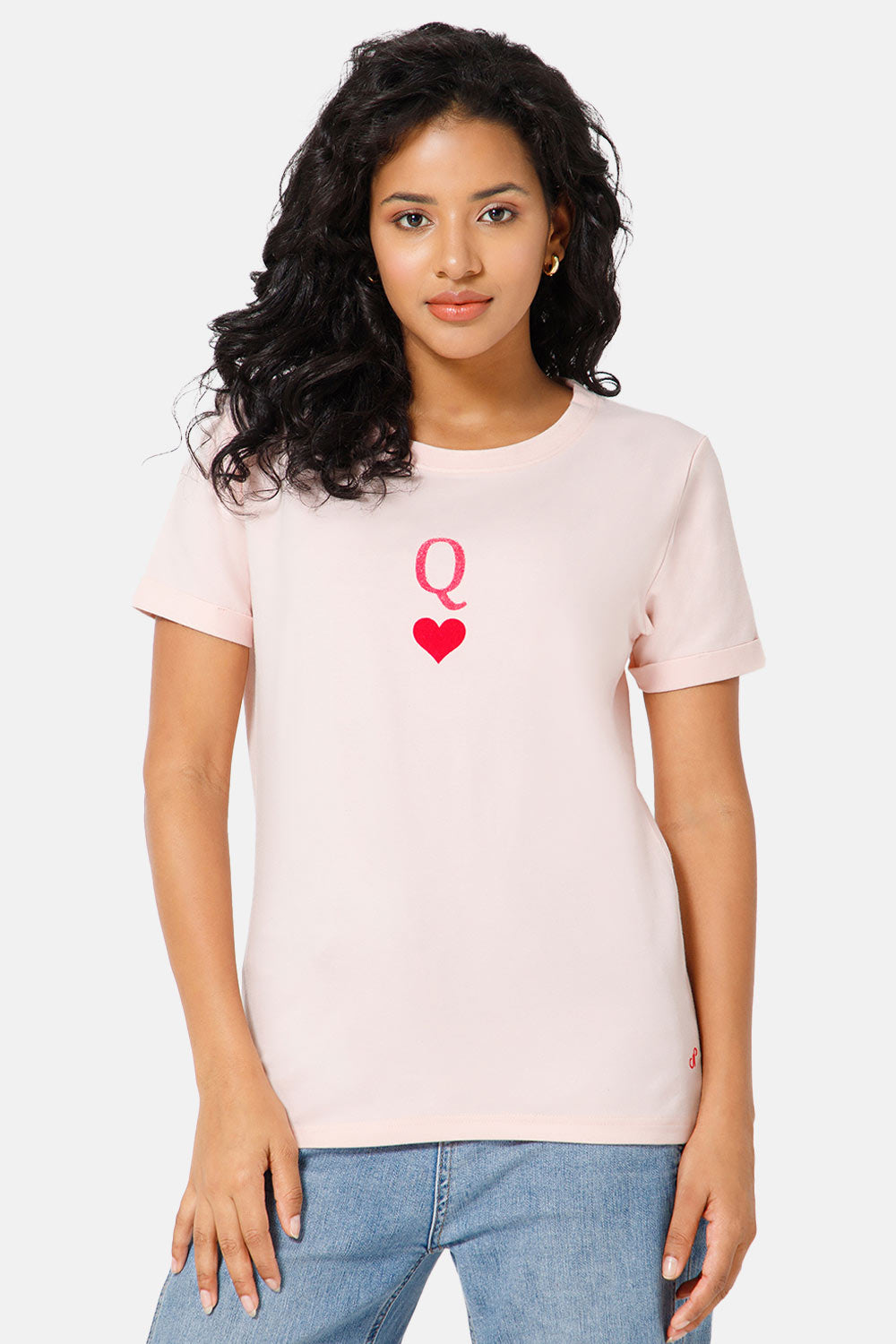 Jusperf Women Half Sleeve Crew Neck T-shirt  - Pink - SD21