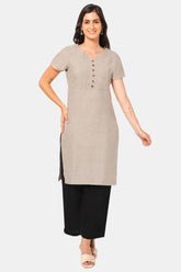 Mythri Women Knee Length Straight Kurtha - Grey - KU67