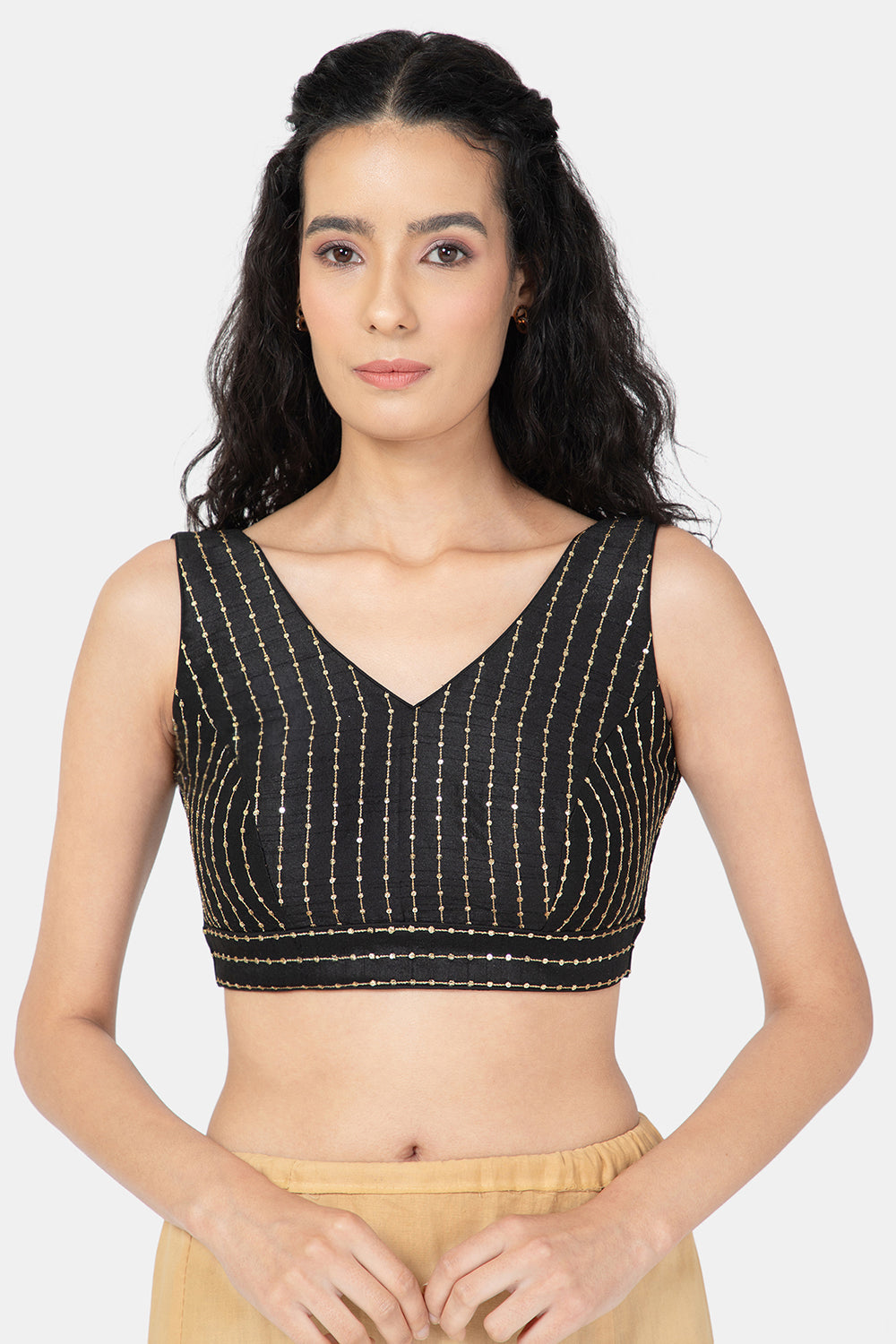 Buy Women's Half Sleeve Net Readymade Blouse (Black, Free Size) at