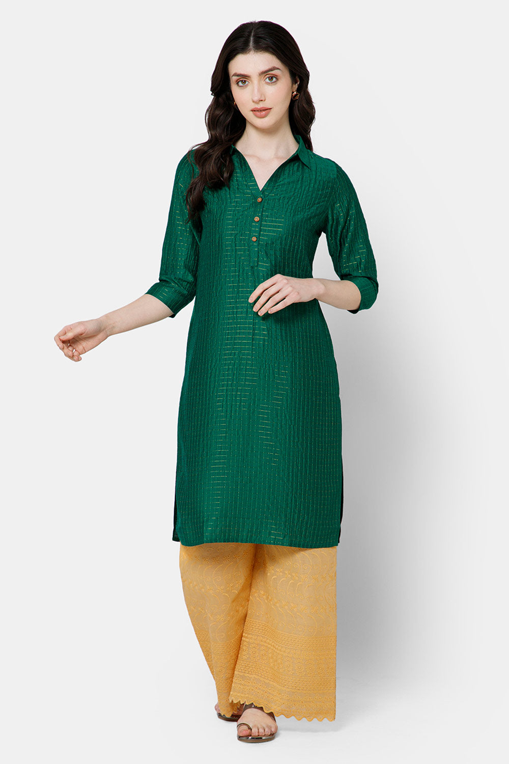 Mythri Women's Kurthi Anarkali Casual wear - Green - KU65