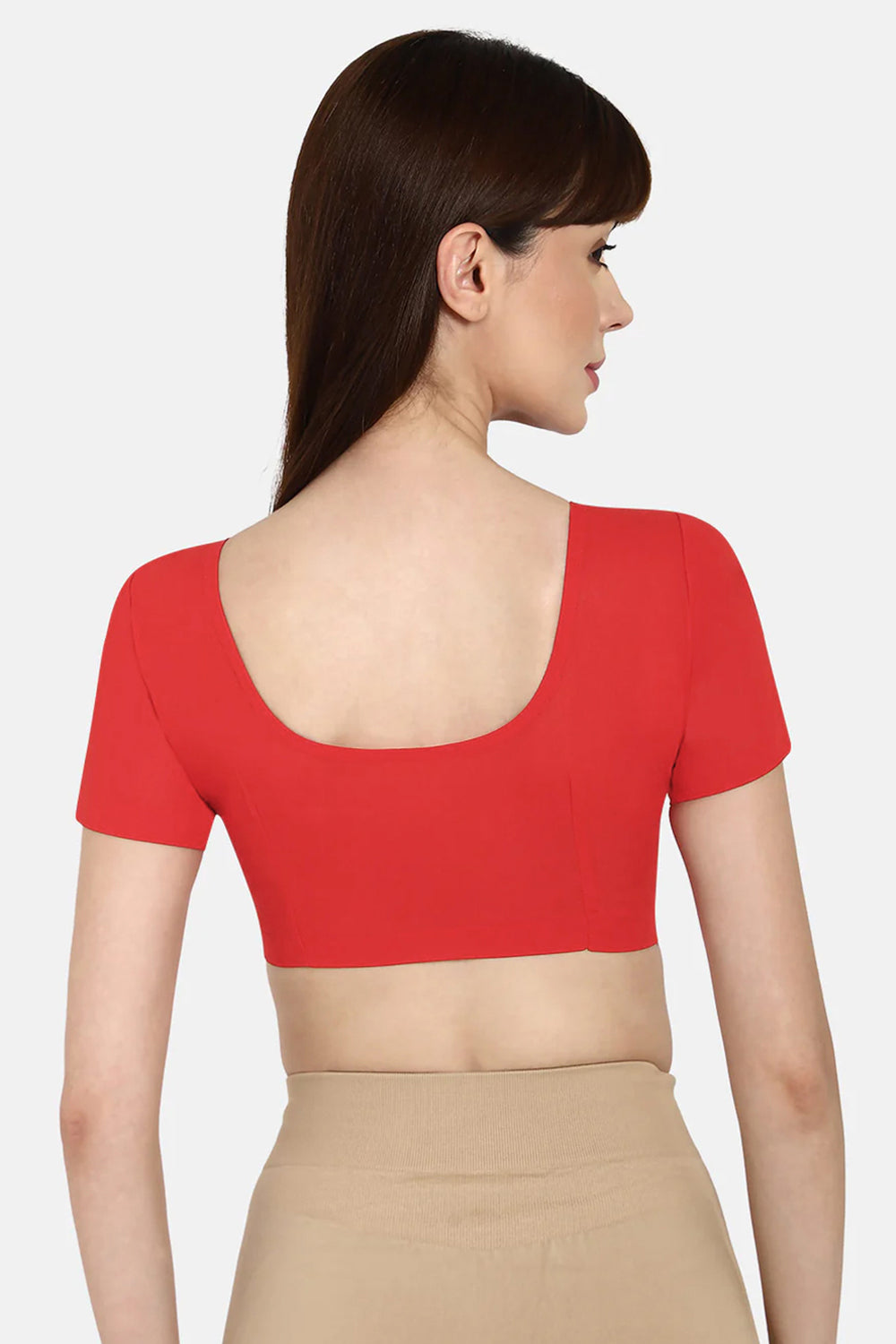 Naidu Hall Round neck short sleeve blouse - Coral