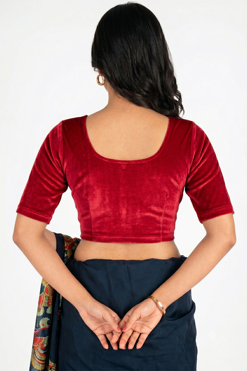 Women's Velvet Stretchable Princess Cut Readymade Saree Blouse – Soft Velvet Ethnic Party Wear Blouse - 2167T