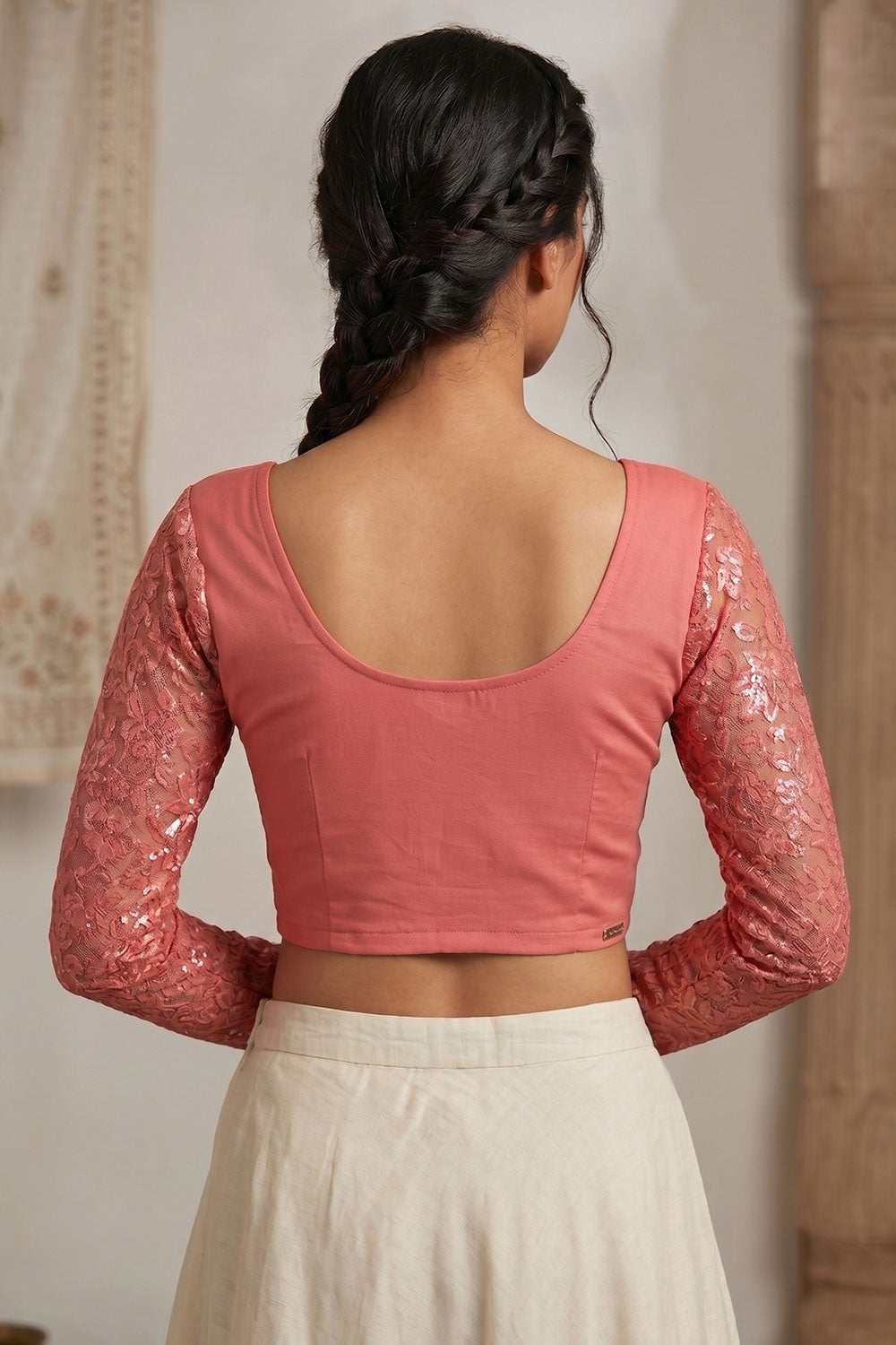 Women's Lace Sleeve Princess Cut Readymade Saree Blouse – Elegant Party Wear Ethnic Blouse for Women - 2193