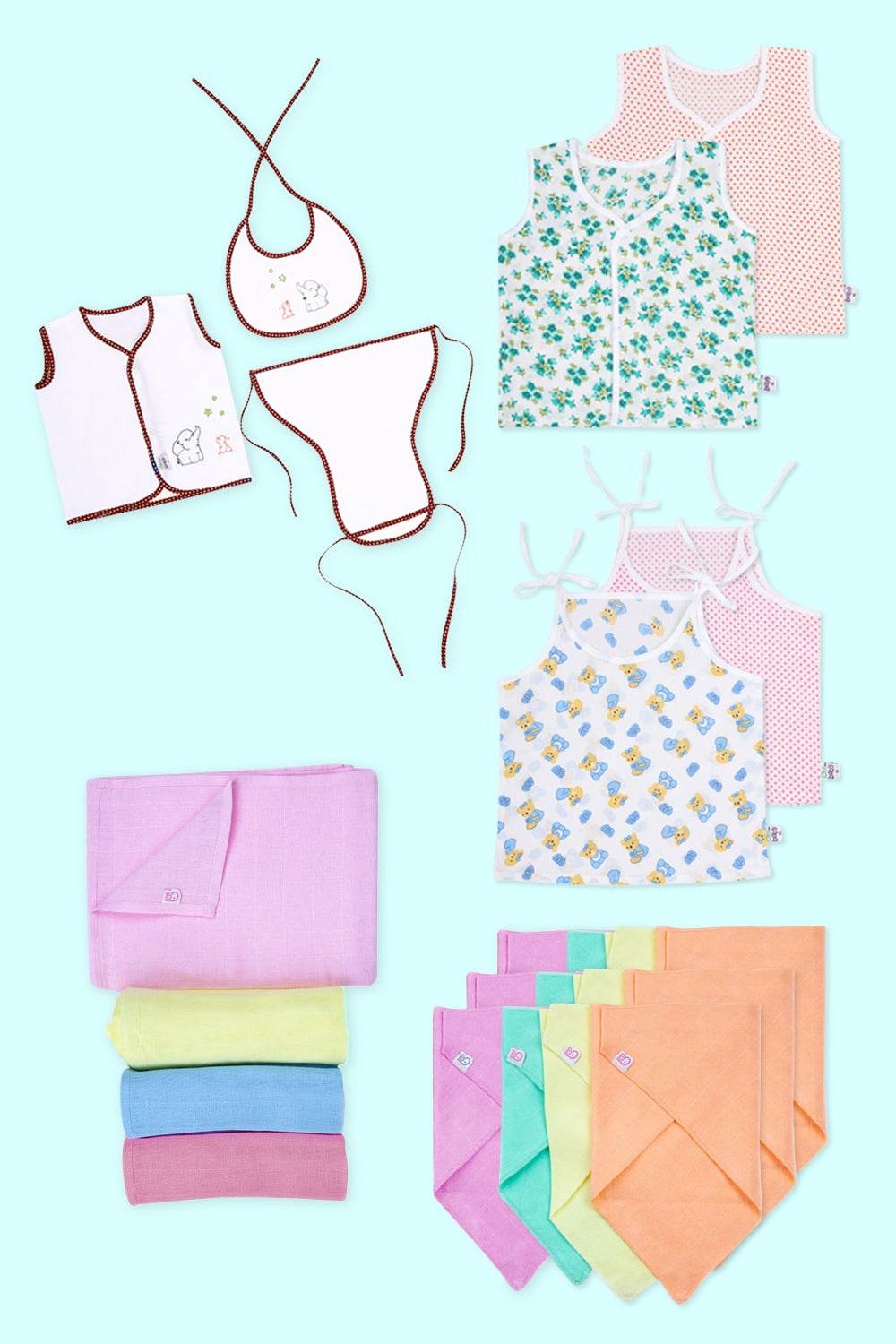 Oh Baby 21-Piece Assorted Baby Clothing Set – 100% Cotton, Skin-Friendly, Soft & Breathable Newborn Essentials - Naidu Hall Family Store