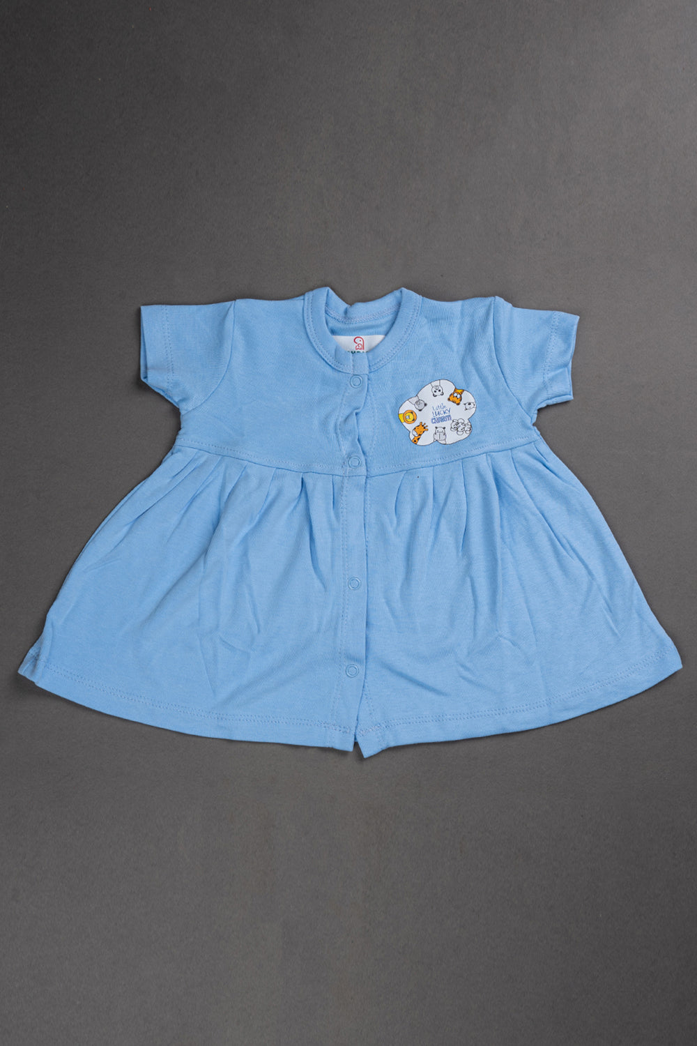 Oh Baby Cotton Interlock Knit Animal Print Frock Pack Of - 2 - Sky Blue & Assorted - R204