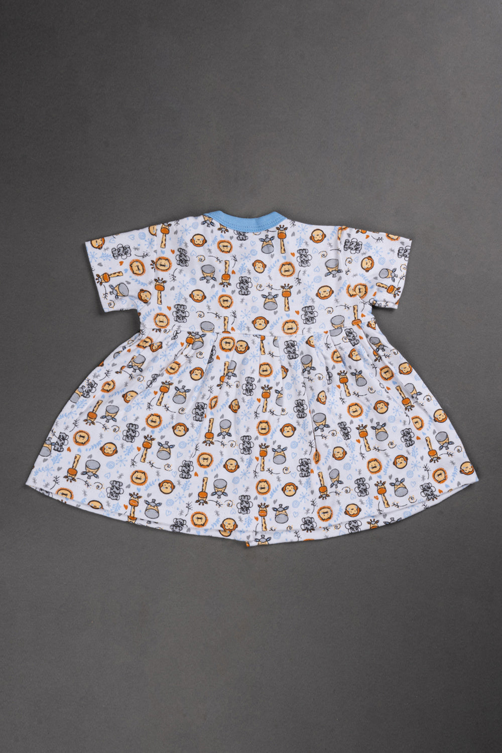 Oh Baby Cotton Interlock Knit Animal Print Frock Pack Of - 2 - Sky Blue & Assorted - R204