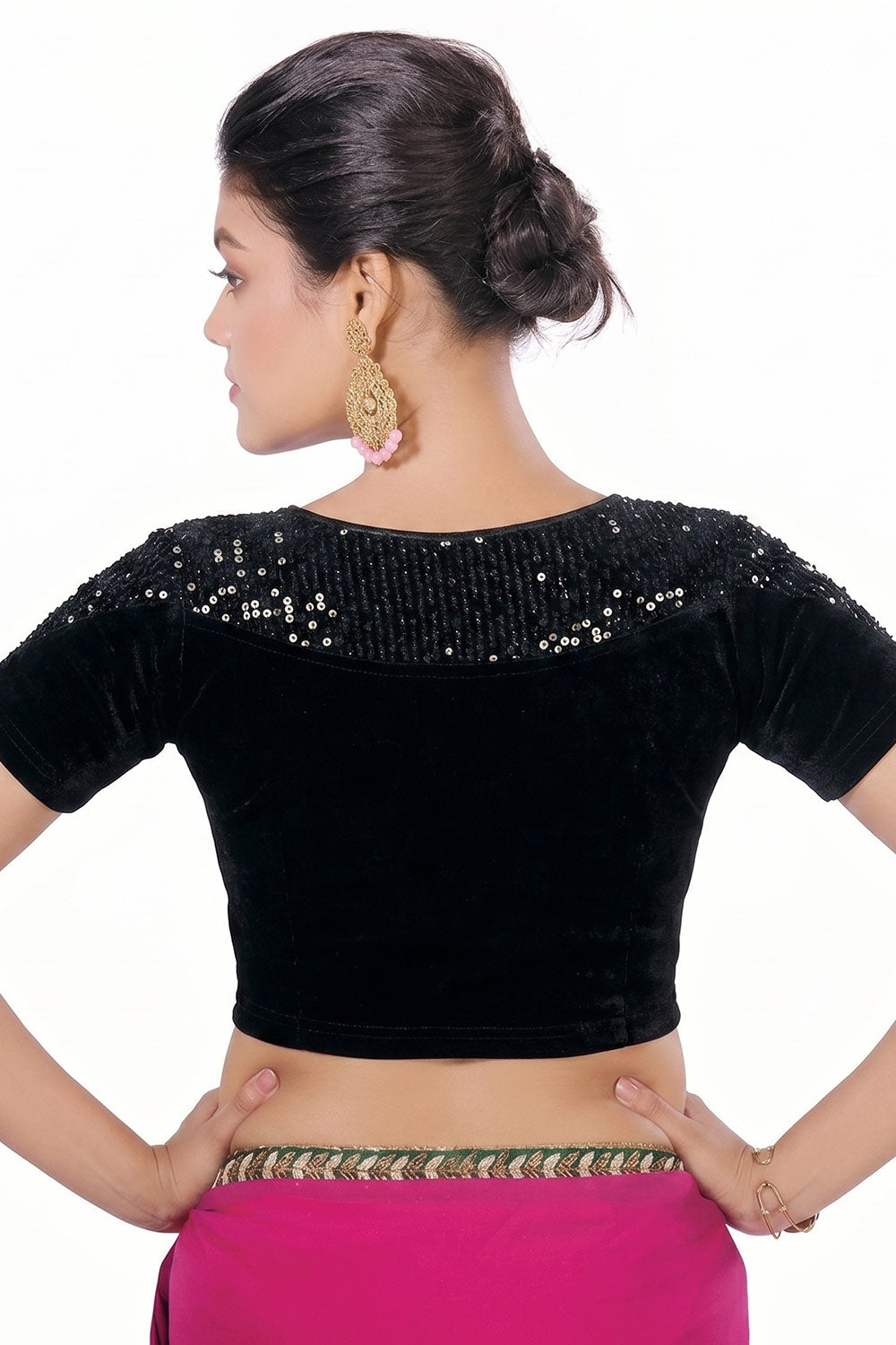 Women's Sequin Embellished Stretchable Princess Cut Readymade Saree Blouse – Party Wear Designer Ethnic Blouse - 2344