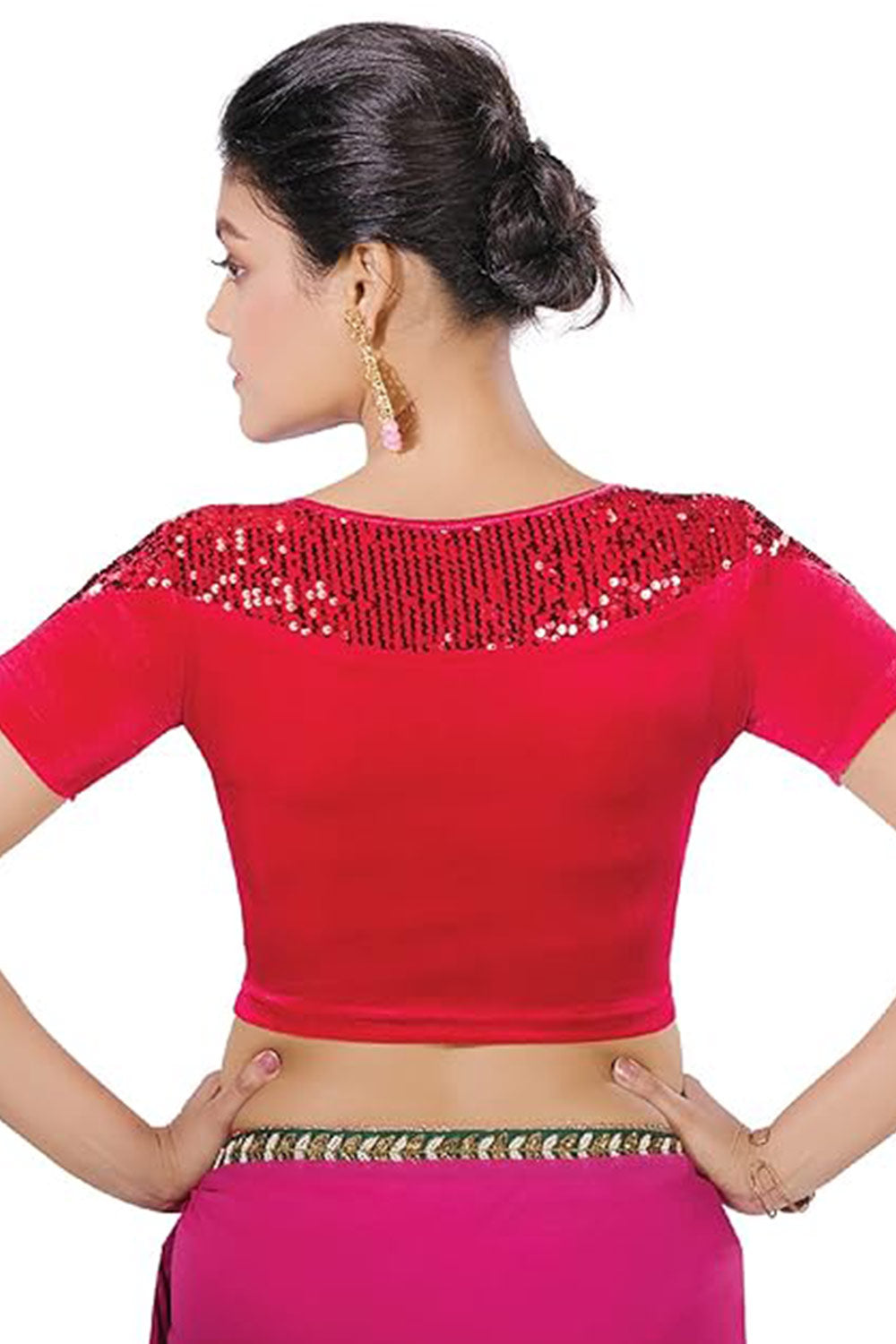 Women's Sequin Embellished Stretchable Princess Cut Readymade Saree Blouse – Party Wear Designer Ethnic Blouse - 2344