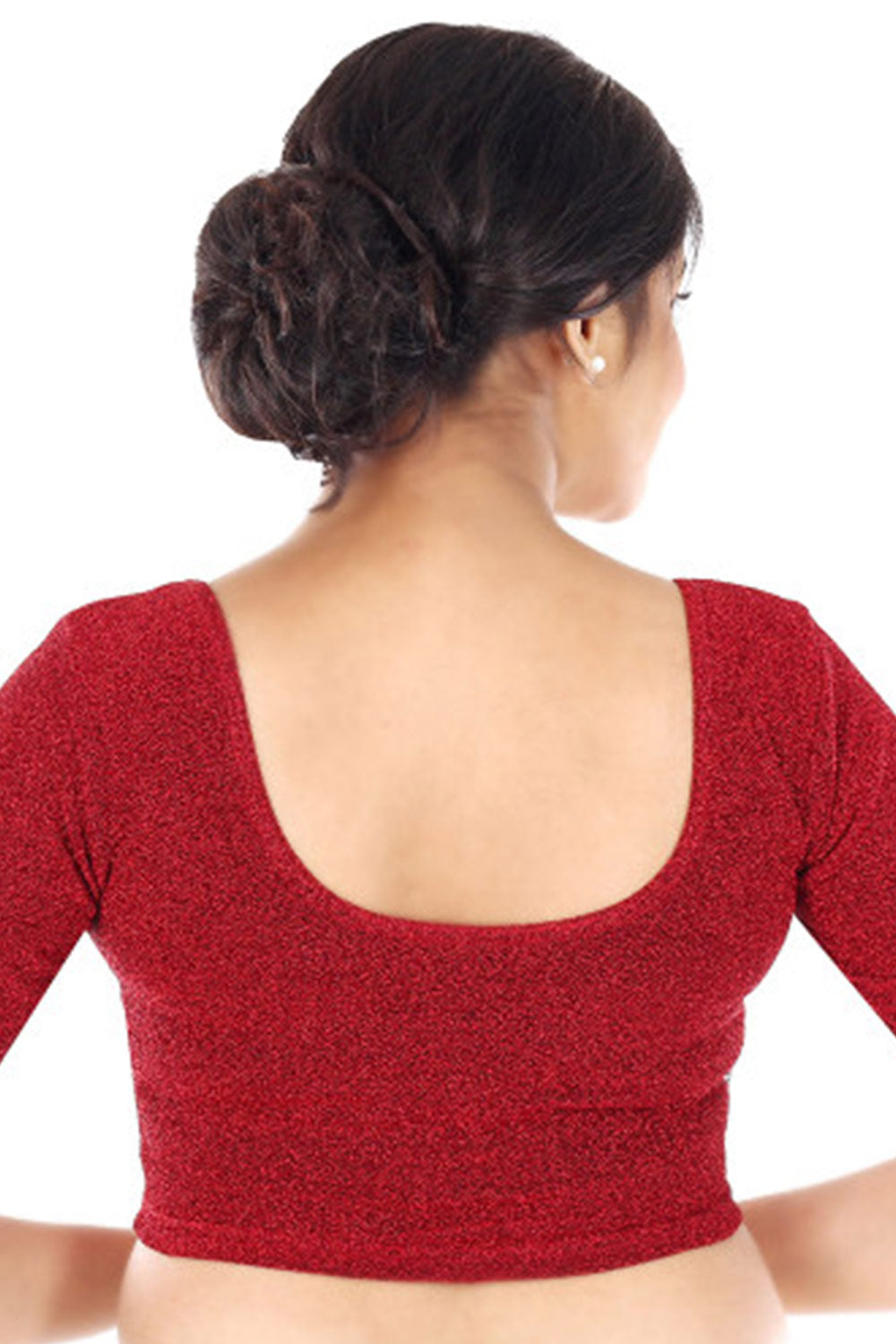 Women's Stretchable Shimmer Princess Cut Saree Blouse – Round Neck Readymade Party Wear Blouse - 2426B