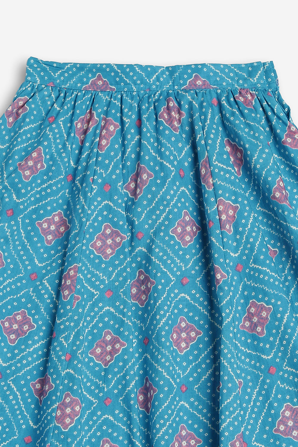 Chittythali Girls Cotton Bandhani Pavadai Set | Layered Peplum Top & Kali Skirt | Traditional Ethnic Pattu Pavadai Style Dress for Girls - PS26