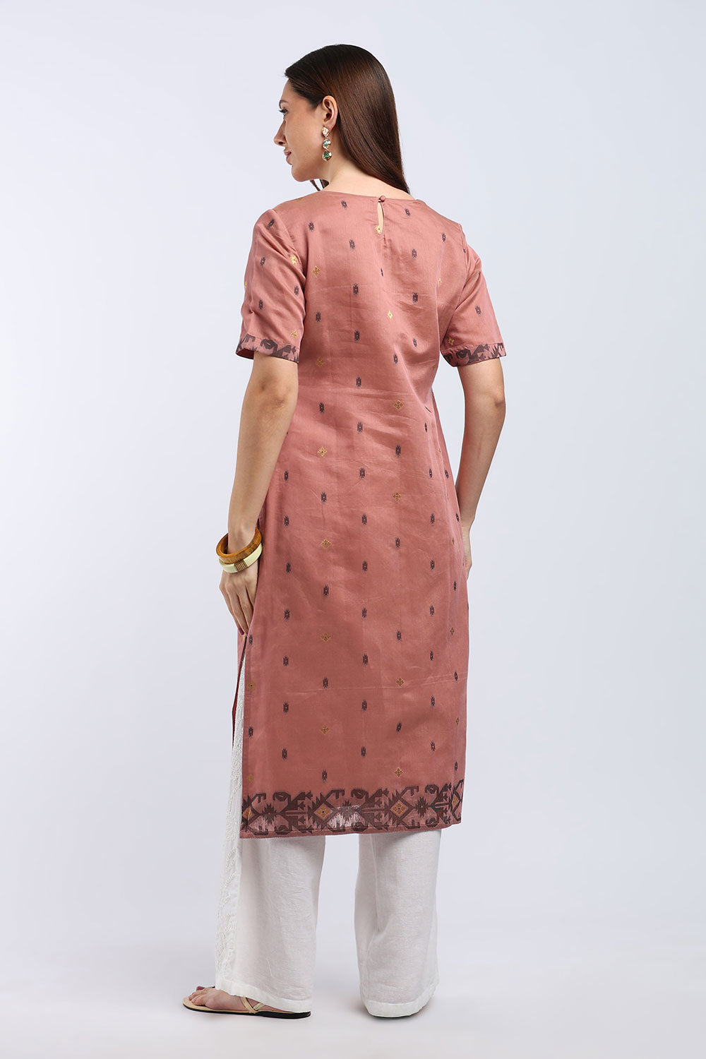 Mythri Women’s Cotton Embroidered Kurti | Sweetheart Neck Kurta with Golden Piping & Sequin Embroidery | Ethnic Kurti for Office Festive & Casual Wear - K142