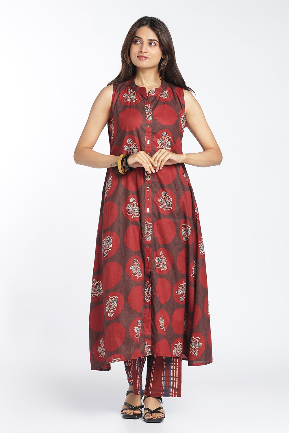 Mythri Women’s Printed Cotton Co-ord Set | 3/4 Sleeve Kurti and Pant Set for Women | Regular Fit Everyday Ethnic Co-ord Outfit - 1379