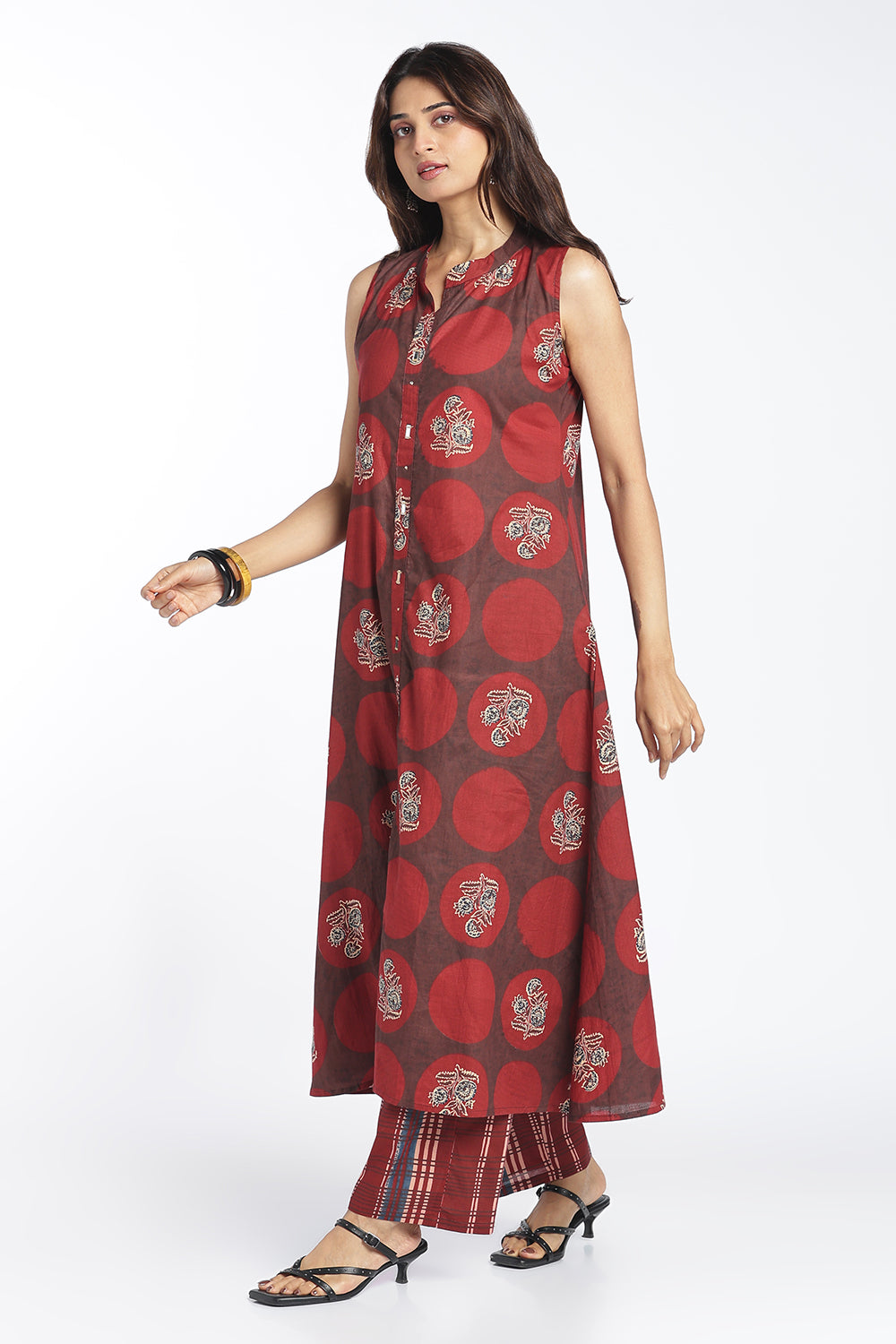 Mythri Women’s Printed Cotton Co-ord Set | 3/4 Sleeve Kurti and Pant Set for Women | Regular Fit Everyday Ethnic Co-ord Outfit - 1379