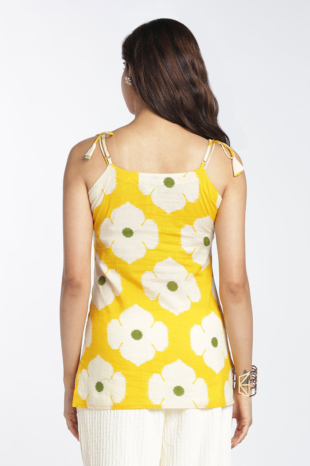 Mythri Women's Cotton Floral Printed Top | Strap Tie-Up Top for Women | Regular Fit Casual Cotton Top | Everyday, Office & Smart Casual Wear - SLTP