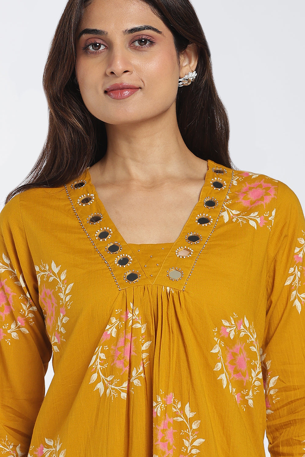 Mythri Women’s Printed Cotton Co-ord Set | 3/4 Sleeve Kurti and Pant Set for Women | Regular Fit Everyday Ethnic Wear - 1399