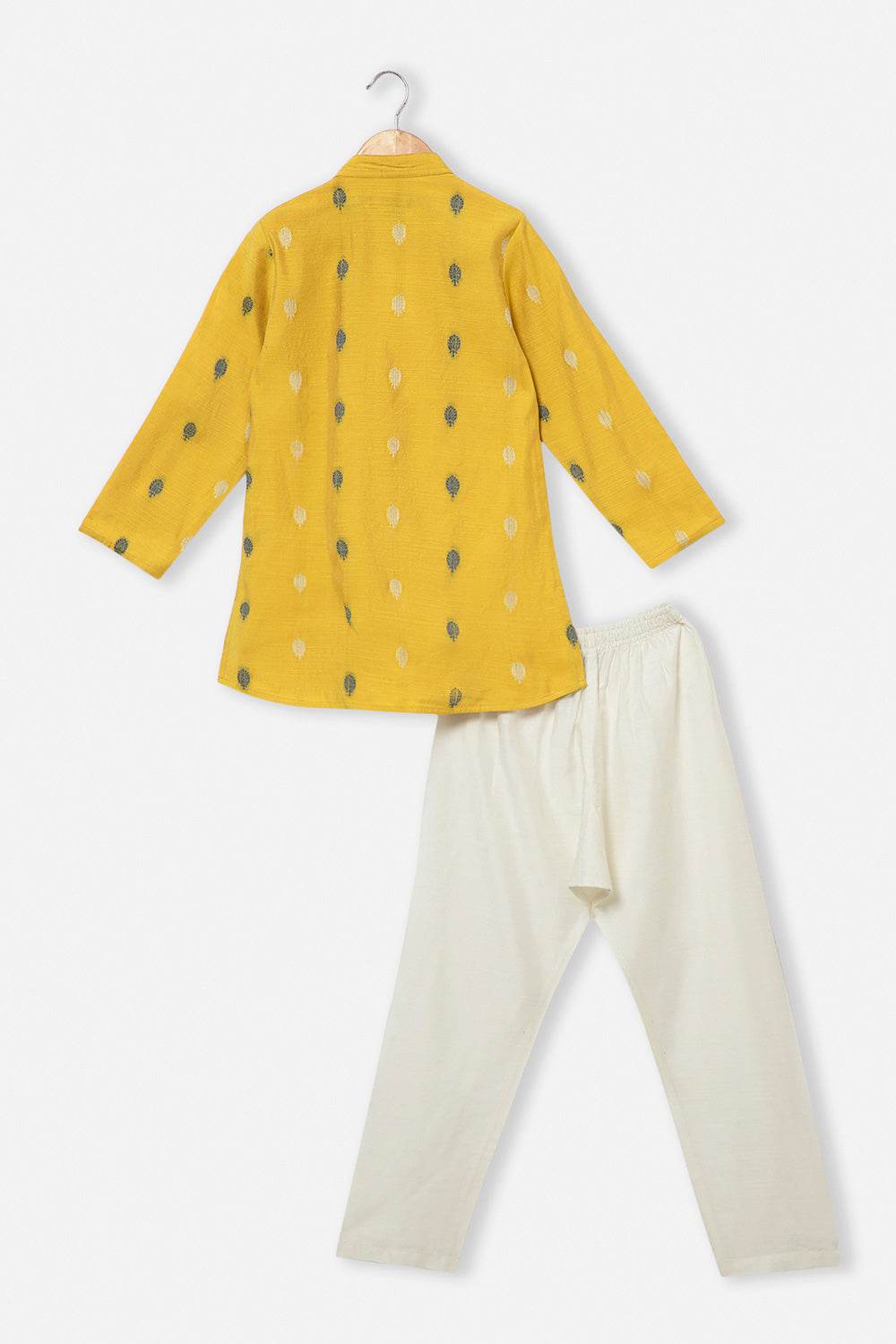 Navkrish Navkrish Boys Kurta Pajama Set – Mandarin Collar Full Button Placket and Pajama Pants - Yellow - S020 - Naidu Hall Family Store