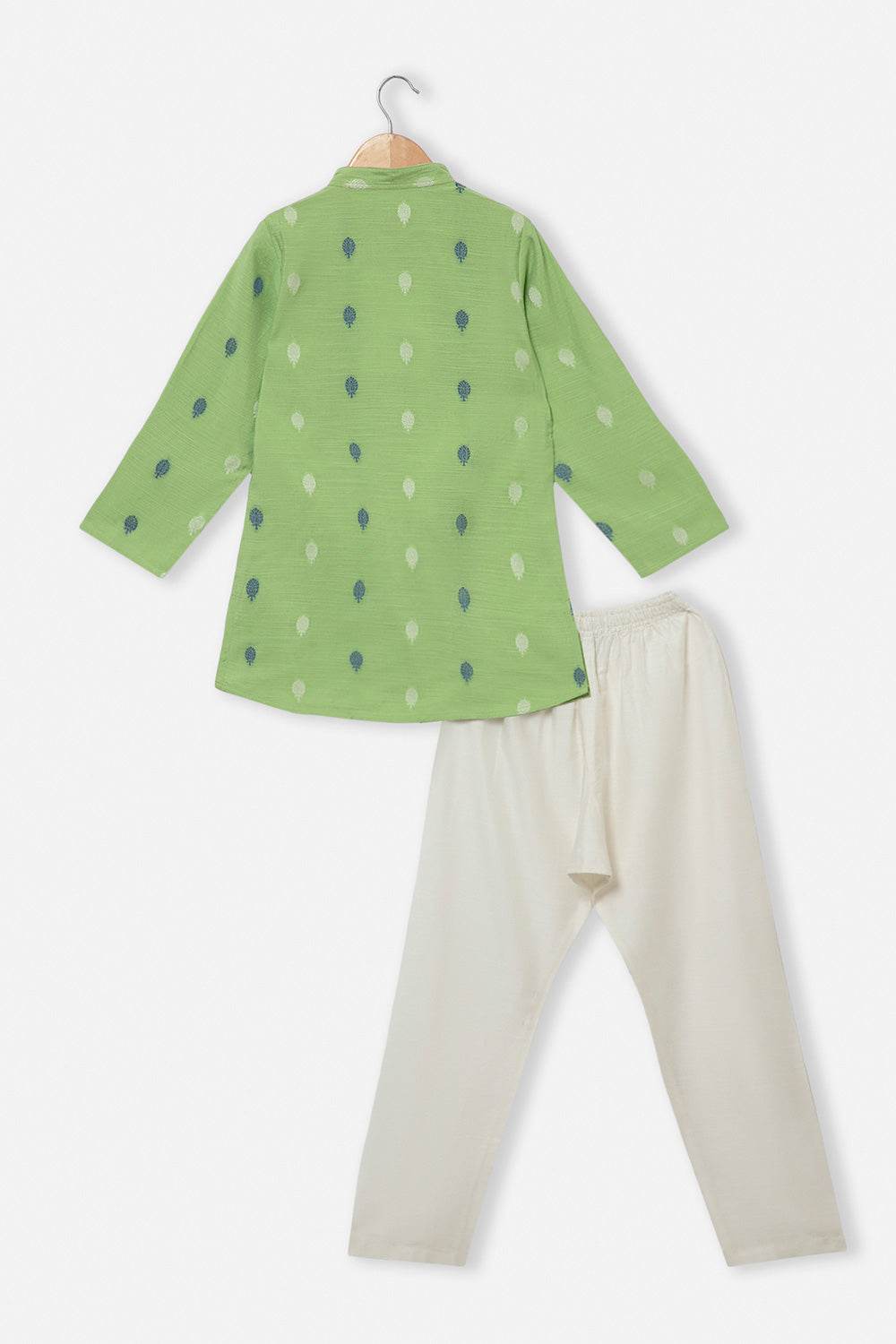 Navkrish Navkrish Boys Kurta Pajama Set – Mandarin Collar Full Button Placket and Pajama Pants - Green - S020 - Naidu Hall Family Store