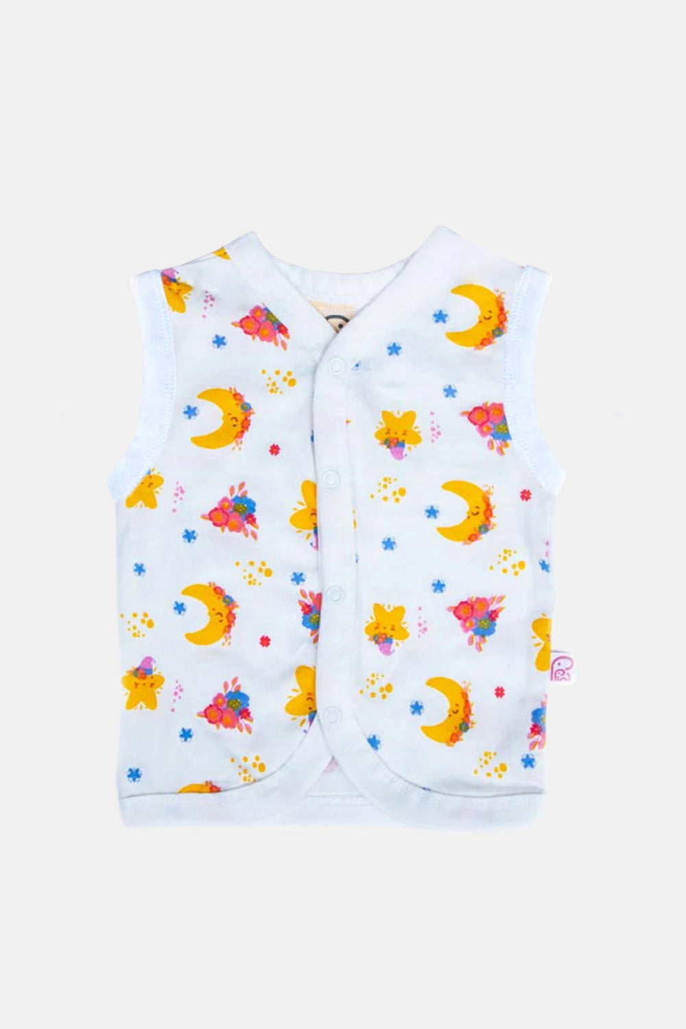 Oh Baby Star Print V- Neck Sleeveless Cotton Cardigan- SL01