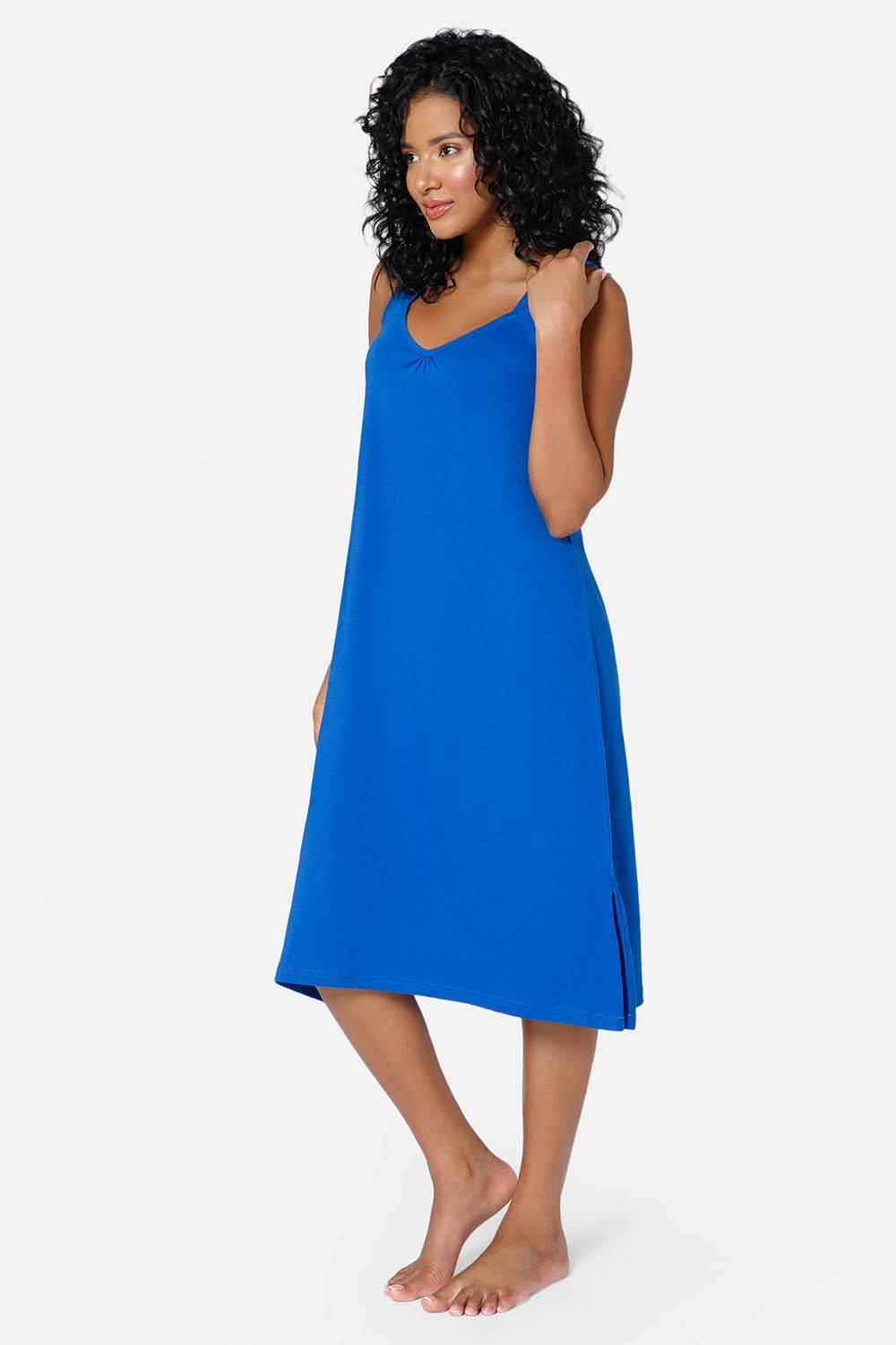 Intimacy Full Coverage Knee-Length Cotton Night Slip | Lightweight & Summer-Friendly Nightwear - Naidu Hall Family Store