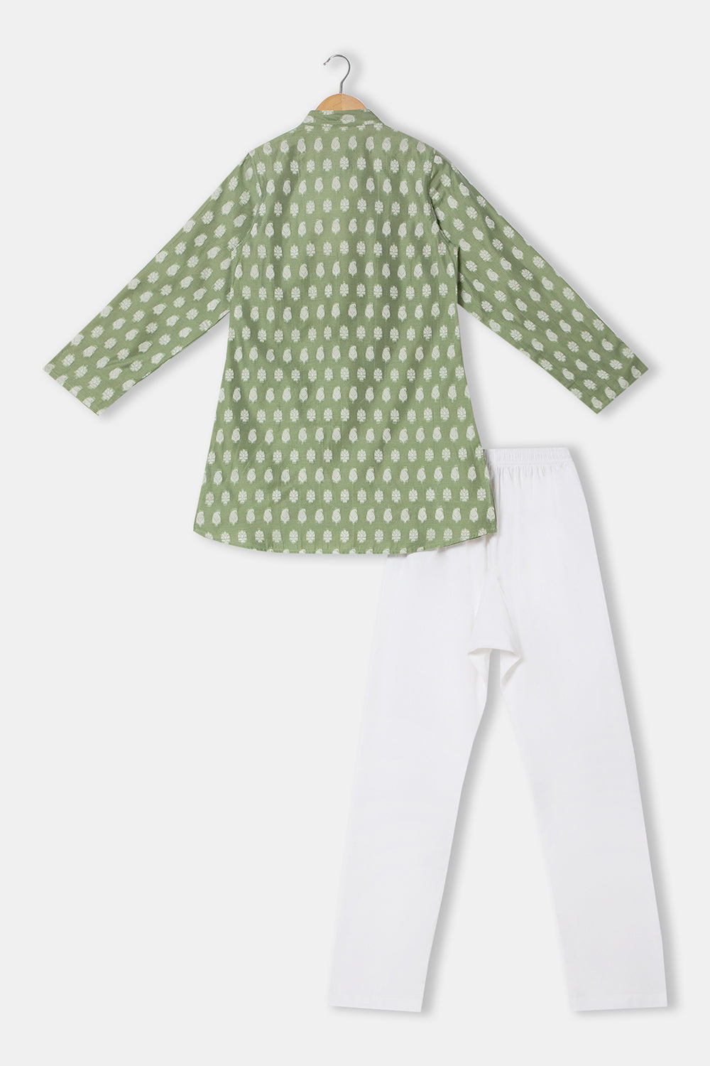 Navkrish Boy's Ethnic Wear Top & Bottom Mandarin Collar with Full Sleeve Kurta Set - Light Green - S001