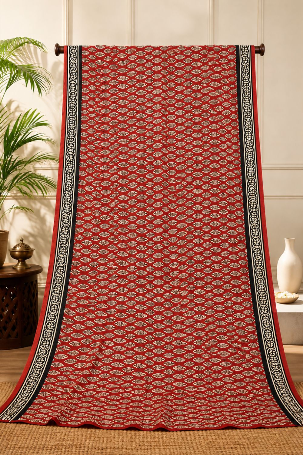 Women's Pure Cotton Jaipur Print Saree with Blouse | Soft Cotton Printed Saree for Women | Traditional, Casual & Festive Ethnic Wear - Black - JT28