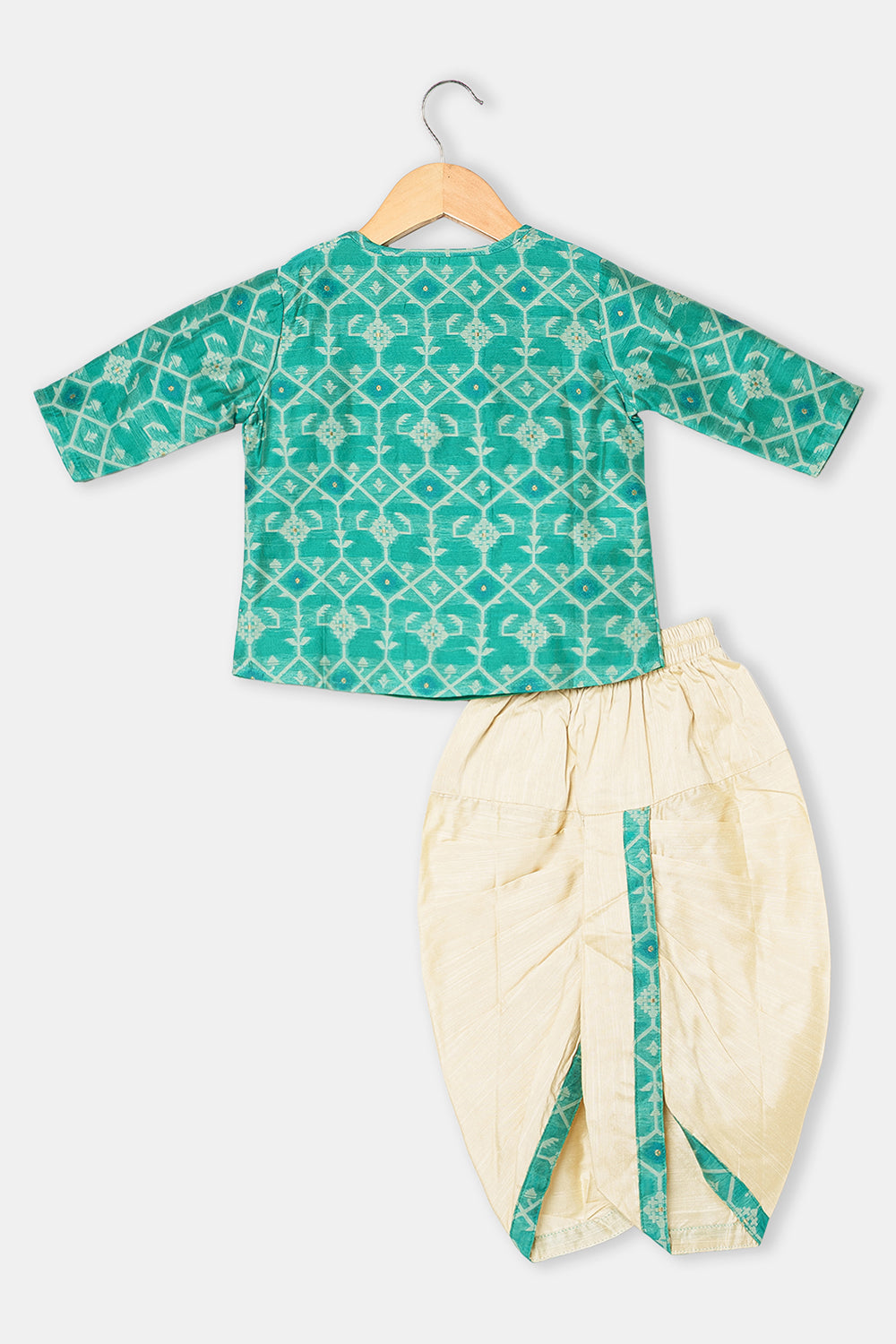 Navkrish Boys Cotton Kurta Dhoti Set – Jamdhani Traditional Wear - Green - KD05