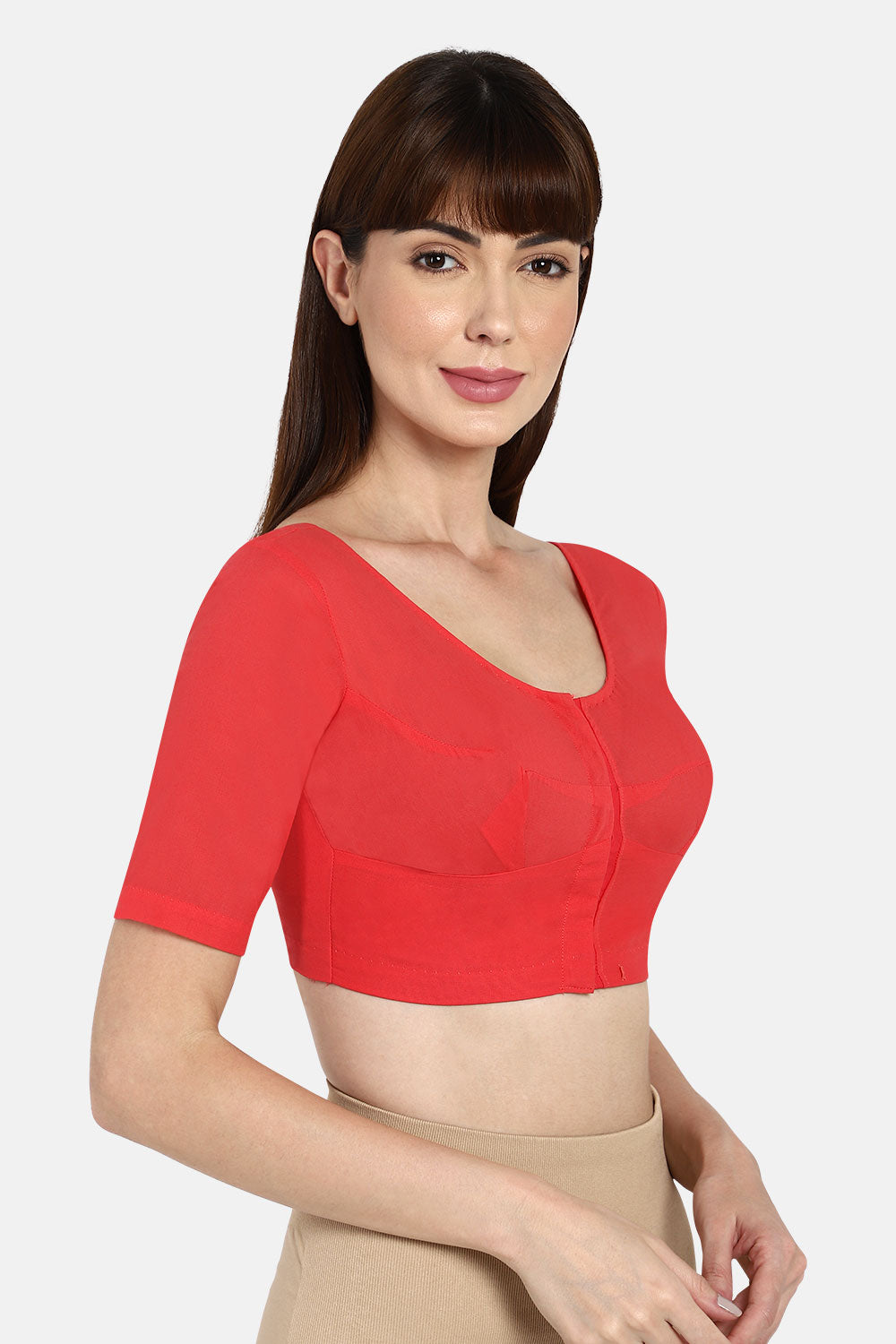 Naidu Hall Round neck long sleeve blouse - Coral