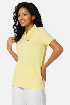 Jusperf Women Half Sleeve Polo Neck T-shirt  - Peach - SJD3