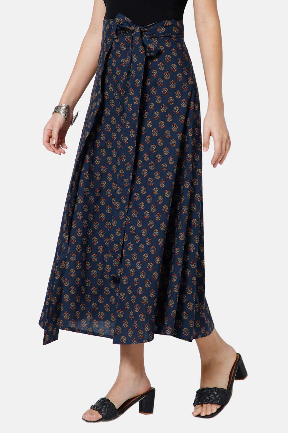 Mythri Women Skirt With Wrap Around  - Blue  - SK07