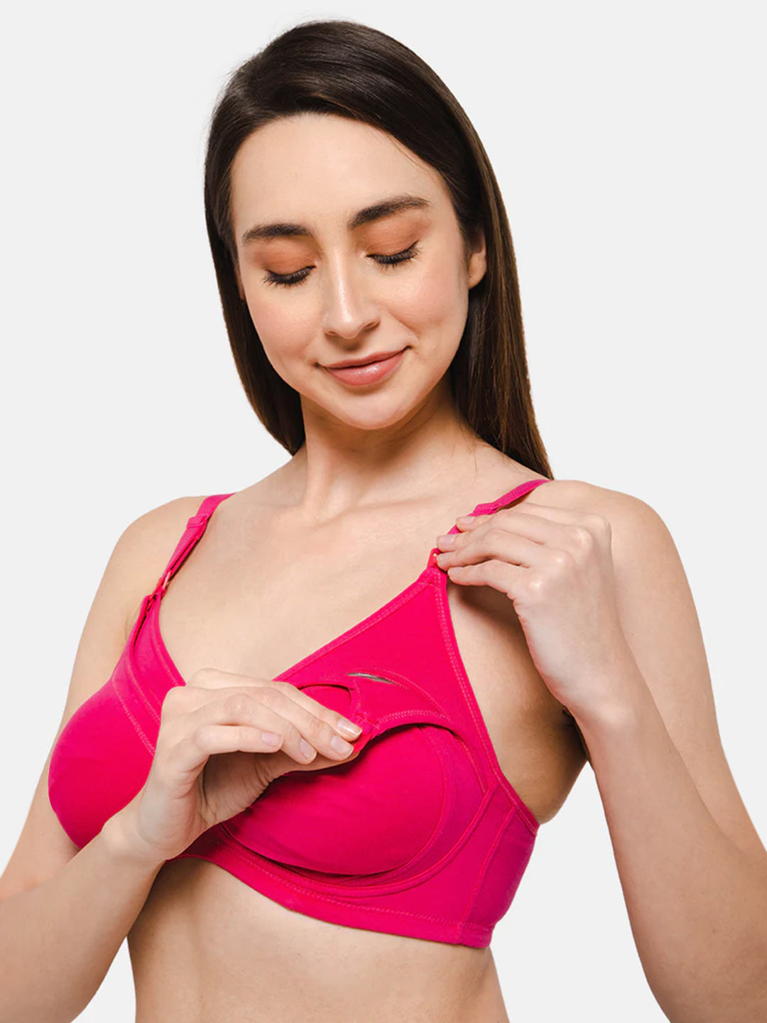 High Coverage Intimacy Nursing Bra - Maternity Bra - Feeding Bra - Fuchsia - FB07 - Flat Rs. 80