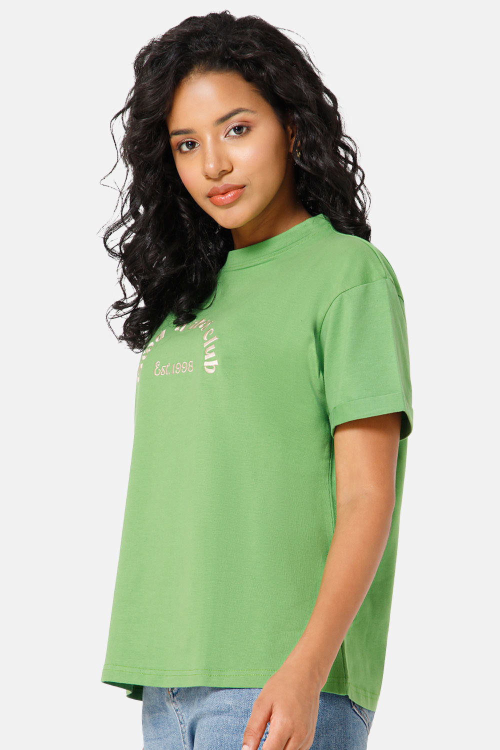 Jusperf Women Half Sleeve Crew Neck T-shirt  - Green - SD22