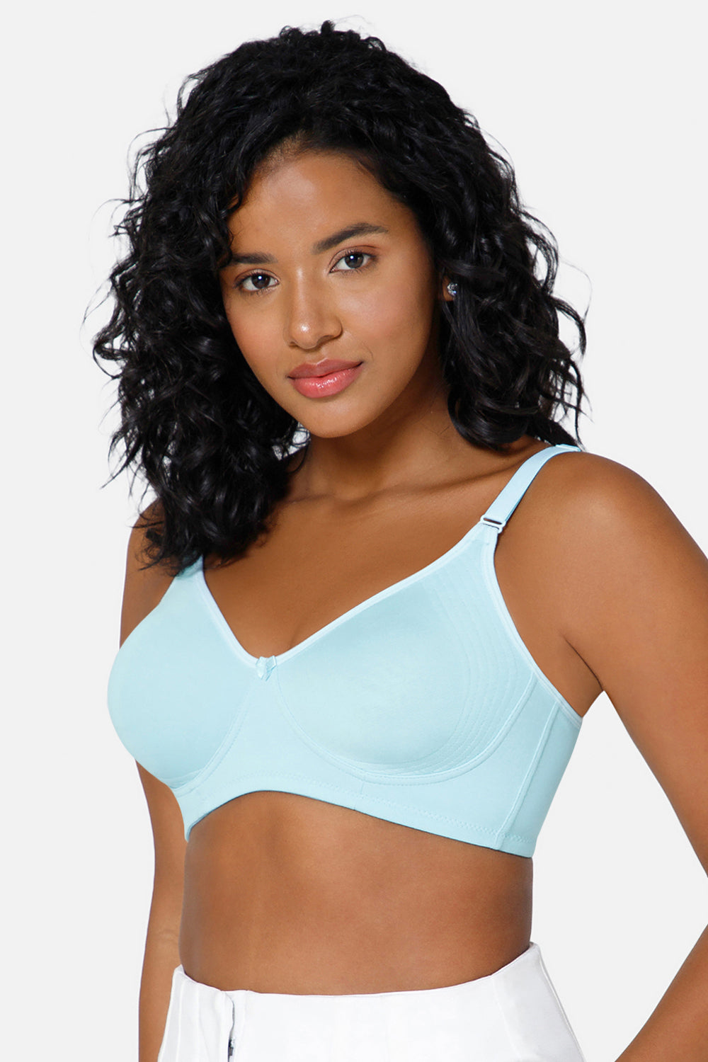 Light Shade Aqua T-shirt Saree Bra ES02 - Non-Padded and Non-Wired with High Coverage