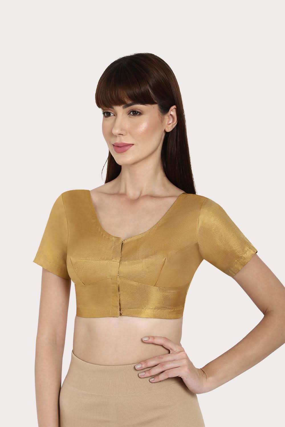 Naidu Hall Round neck short sleeve blouse - Gold