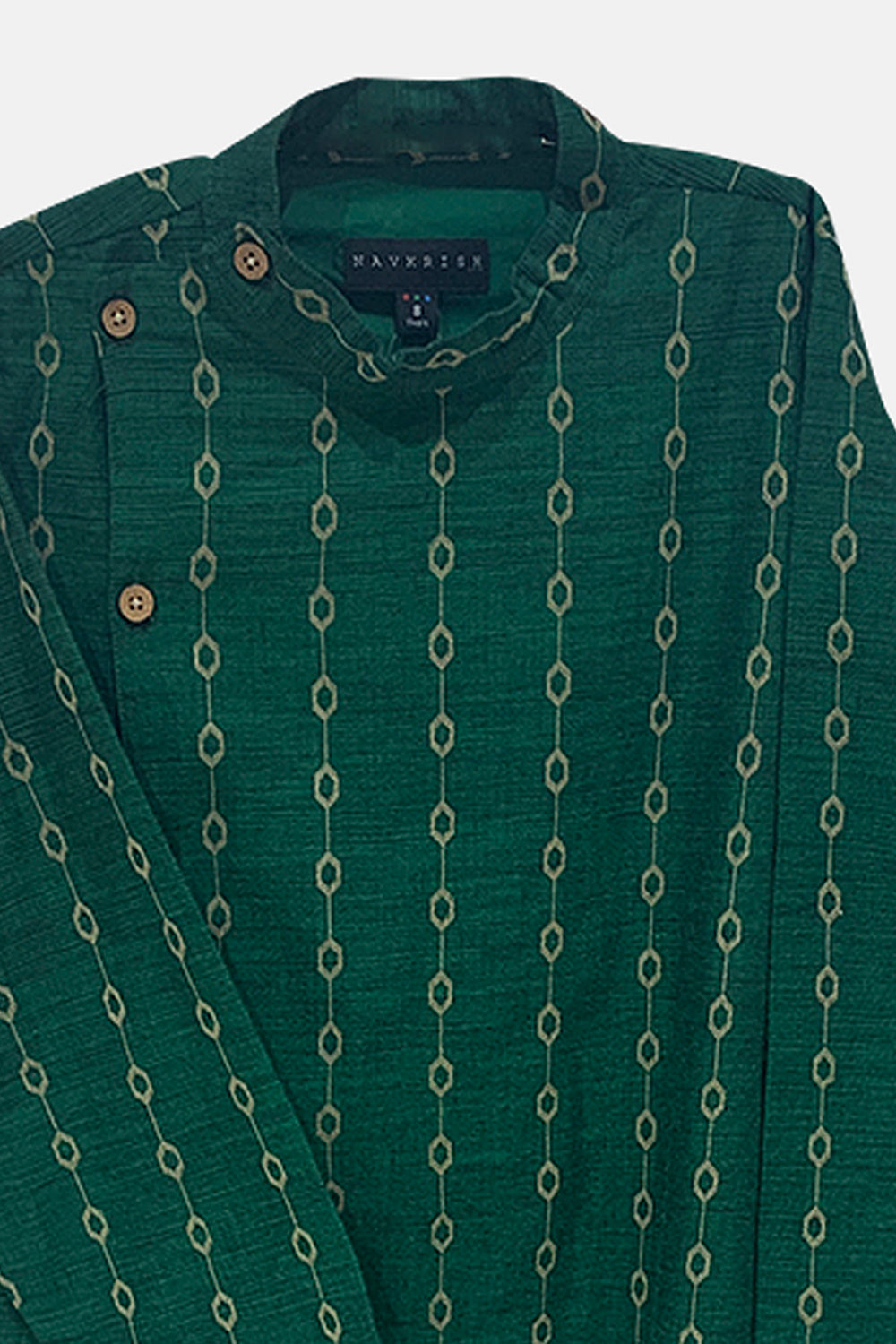 Navkrish Boy's Ethnic Kurta Set with Asymmetric Jacket - Green - S005