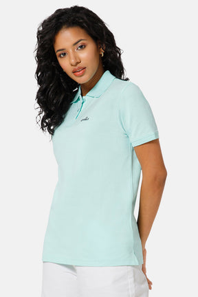 Jusperf Women Half Sleeve Polo Neck T-shirt  - Sky blue - SJD1