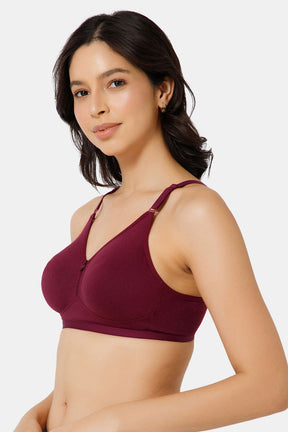 Naidu Hall High Coverage Non-Padded Non-Wired Everyday T-Shirt Bra-Wine
