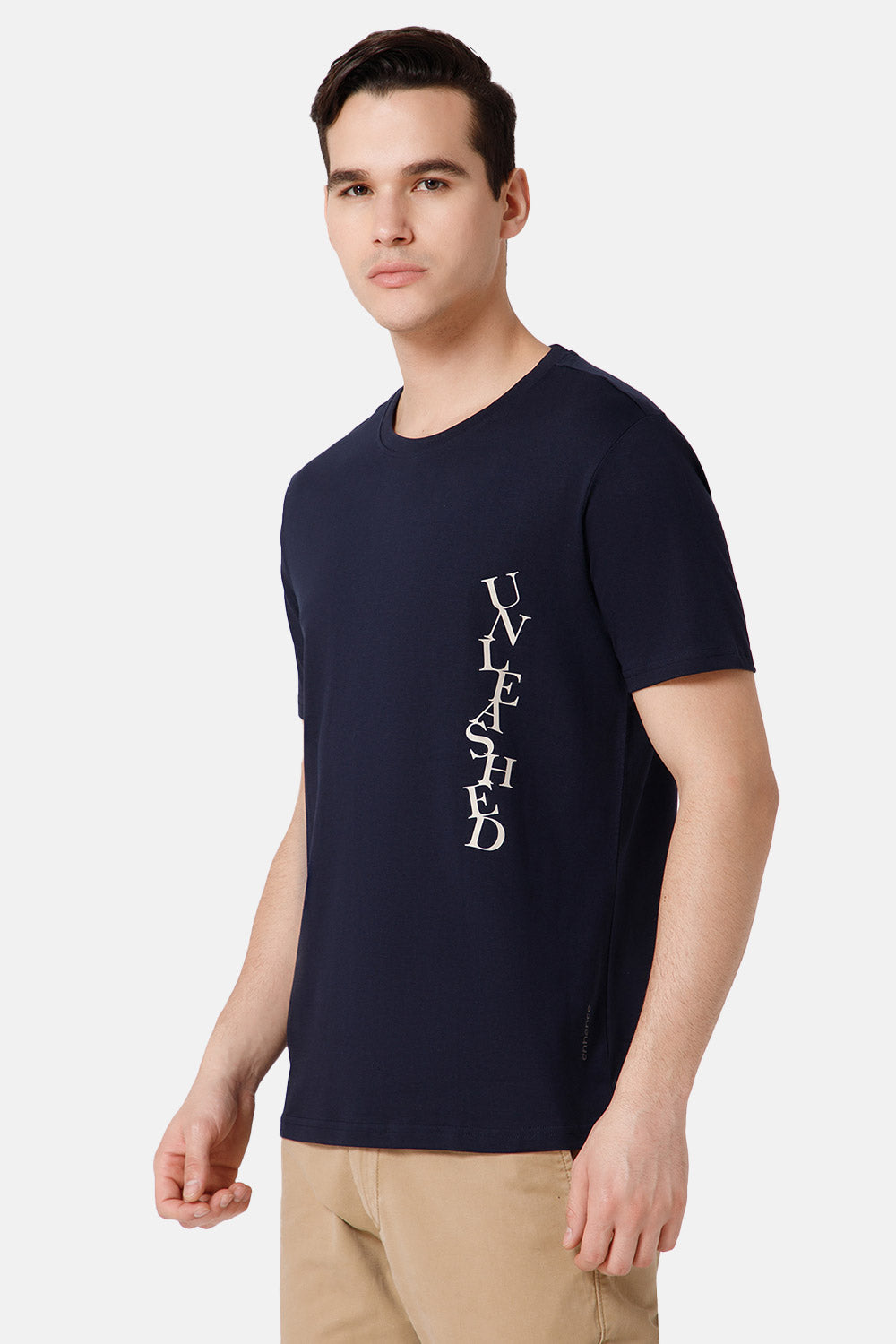 Enhance Printed Crew Neck Men's Casual T-Shirts - Navy - TS17