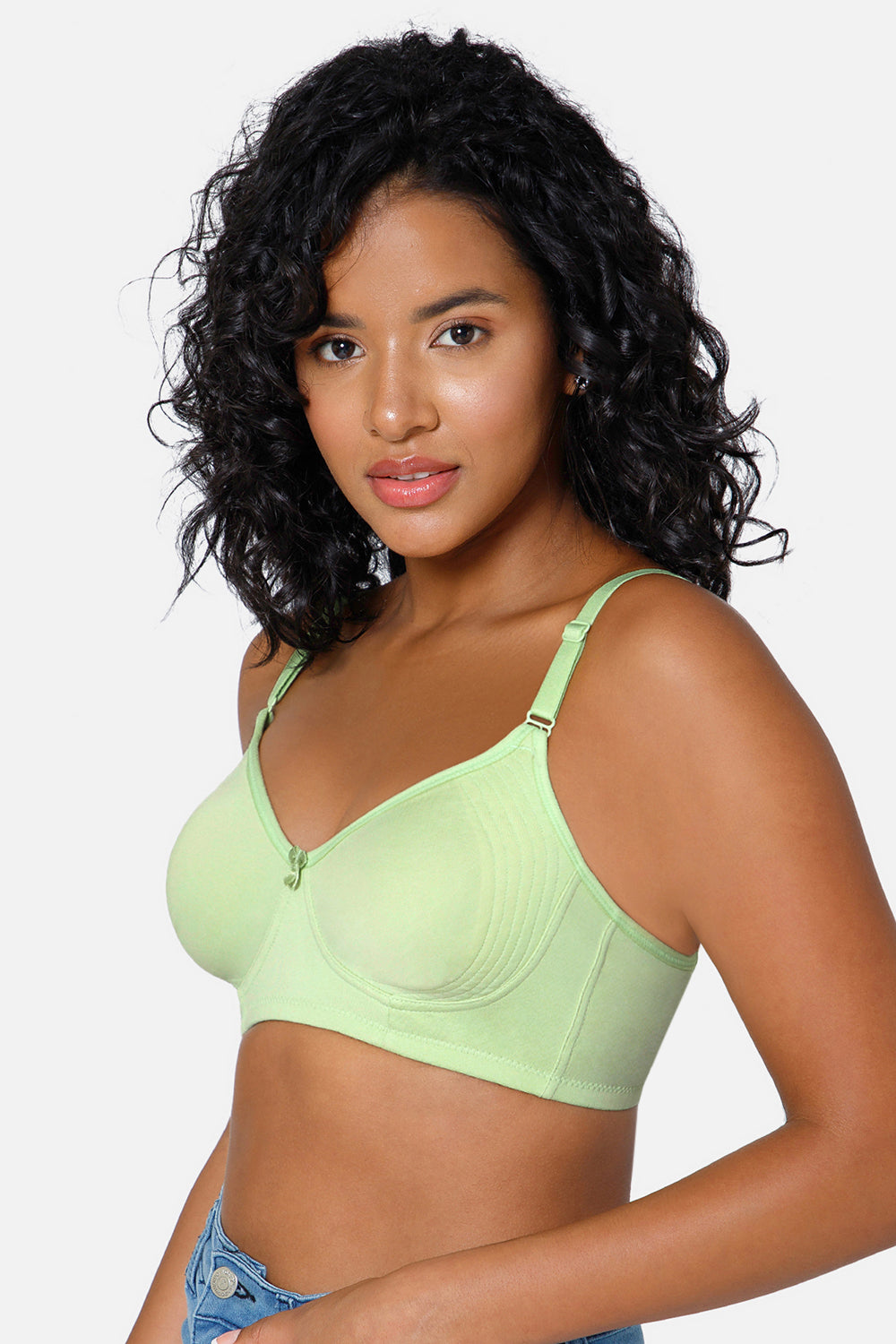 Light Shade Lily Green T-shirt Saree Bra ES02 - Non-Padded and Non-Wired with High Coverage