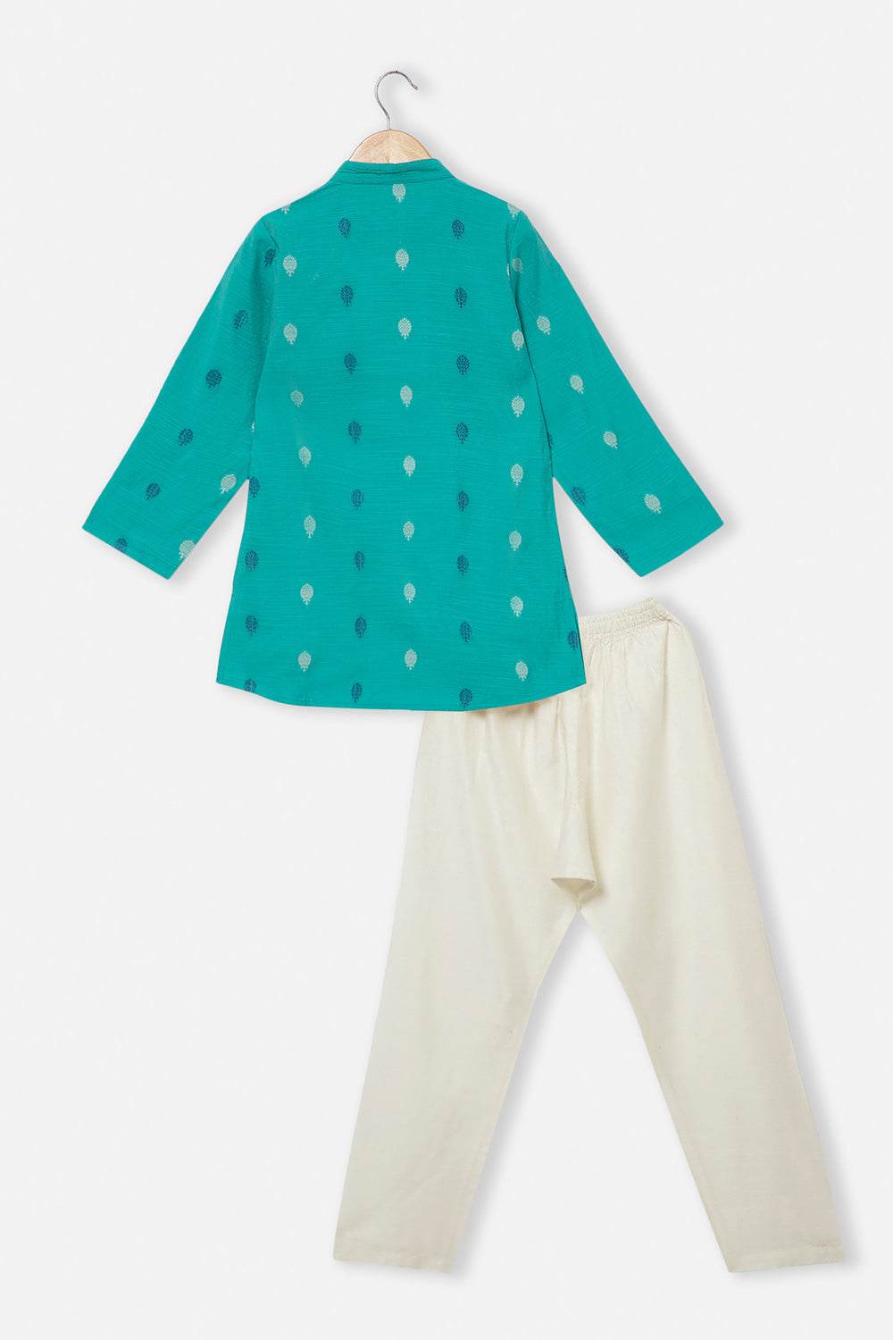 Navkrish Navkrish Boys Kurta Pajama Set – Mandarin Collar Full Button Placket and Pajama Pants - Blue - S020 - Naidu Hall Family Store