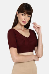 Naidu Hall Round neck long sleeve blouse - Dark Maroon