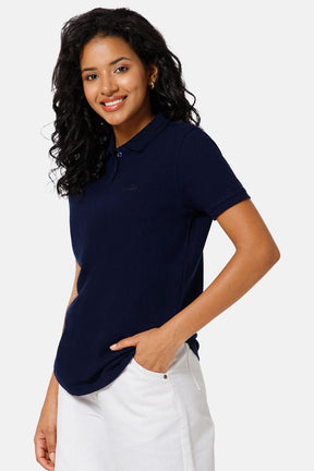 Jusperf Women Half Sleeve Polo Neck T-shirt  - Blue - SJD6