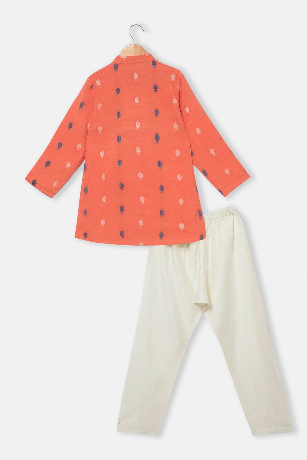 Navkrish Navkrish Boys Kurta Pajama Set – Mandarin Collar Full Button Placket and Pajama Pants - Peach - S020 - Naidu Hall Family Store