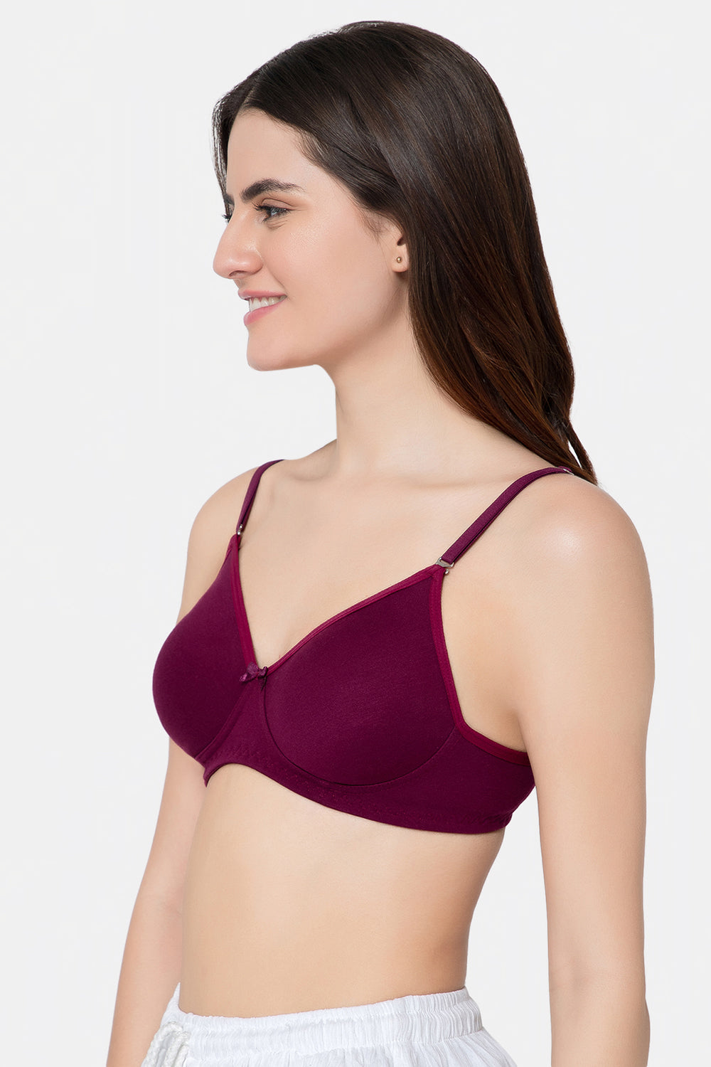 Wine Color Non-Wired Everyday T-Shirt Bra for Intimacy