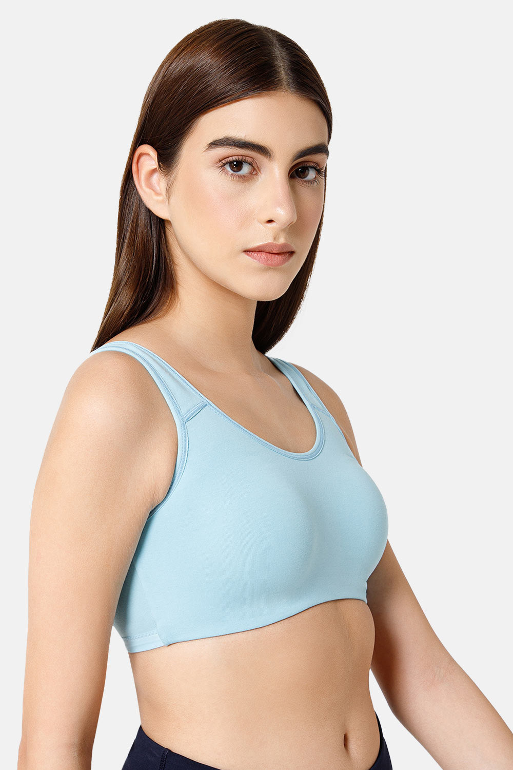 Active Sports Bra - Lounge Bra Cotton Blend Medium Coverage, Wire-Free,  Back Keyhole - Intimacy Collection