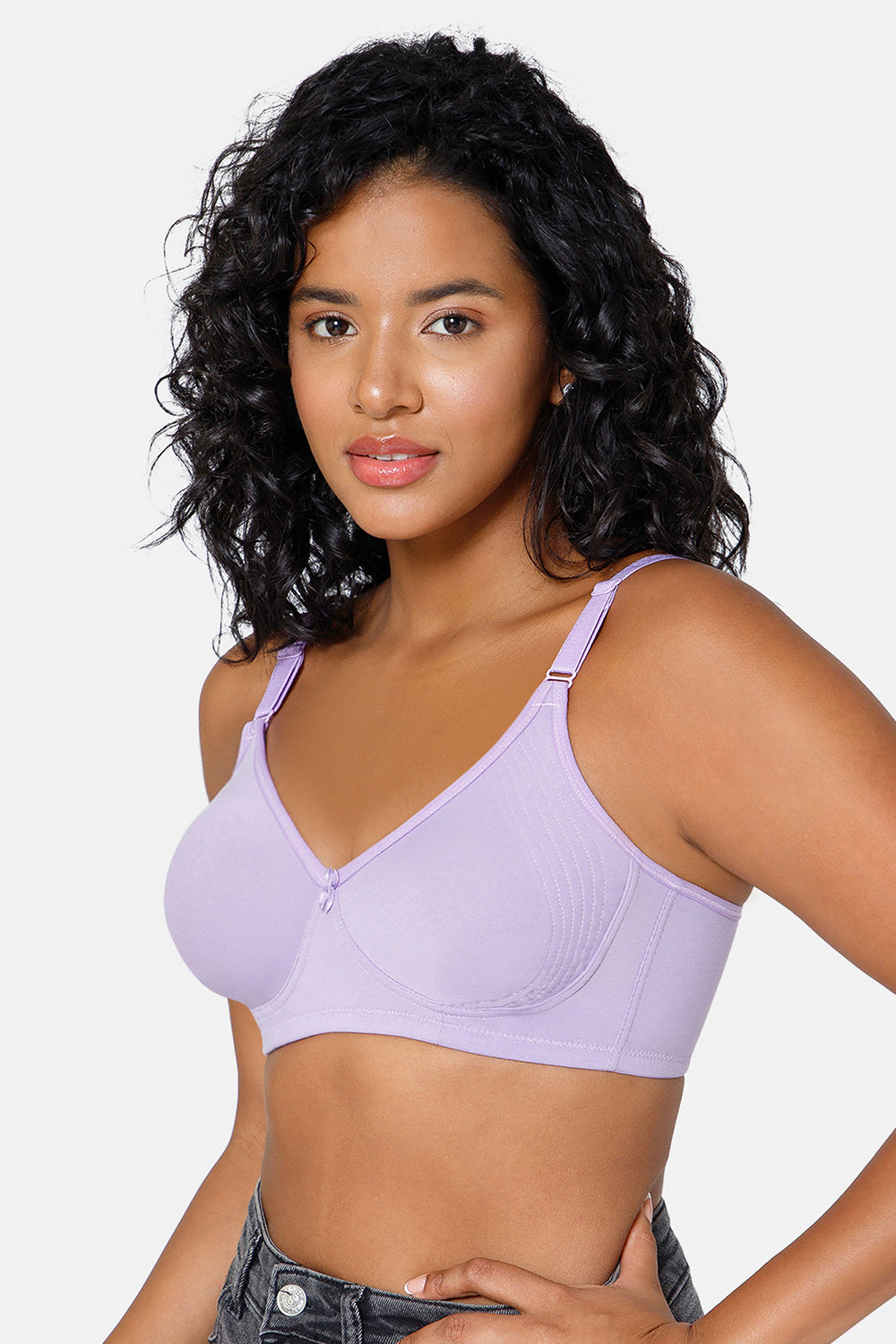 Light Shade Lilac T-shirt Saree Bra ES02 - Non-Padded and Non-Wired with High Coverage