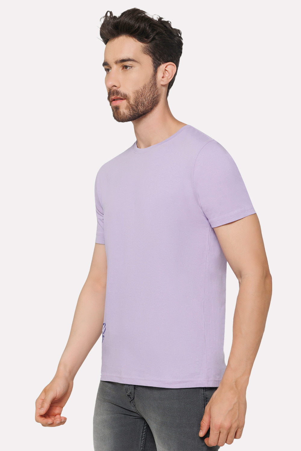 Enhance Men's Printed Crew Neck Casual T-Shirt - Lilac - TS34